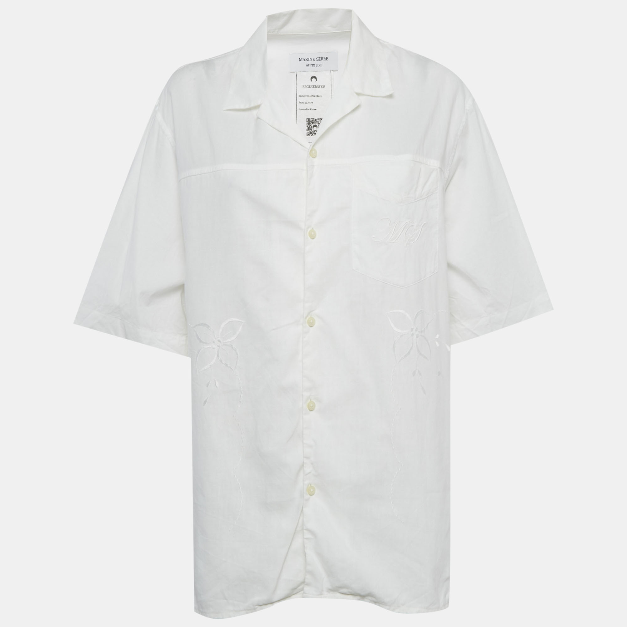 

Marine Serre White Line White Cotton Embroidered Lace Detail Shirt S