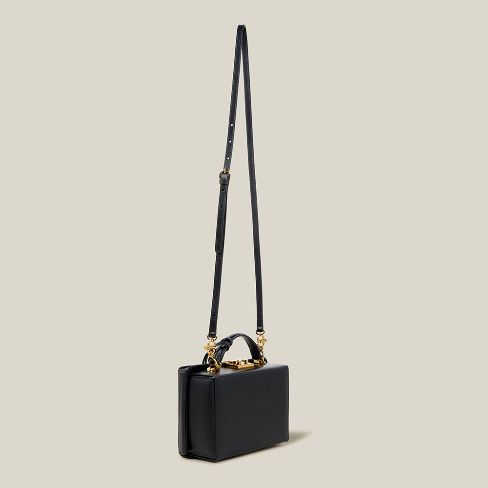 

MARK CROSS Black Grace Small Leather Box Bag