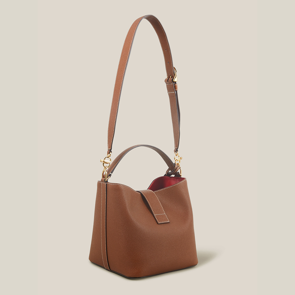 

MARK CROSS Brown Murphy Leather Bucket Bag