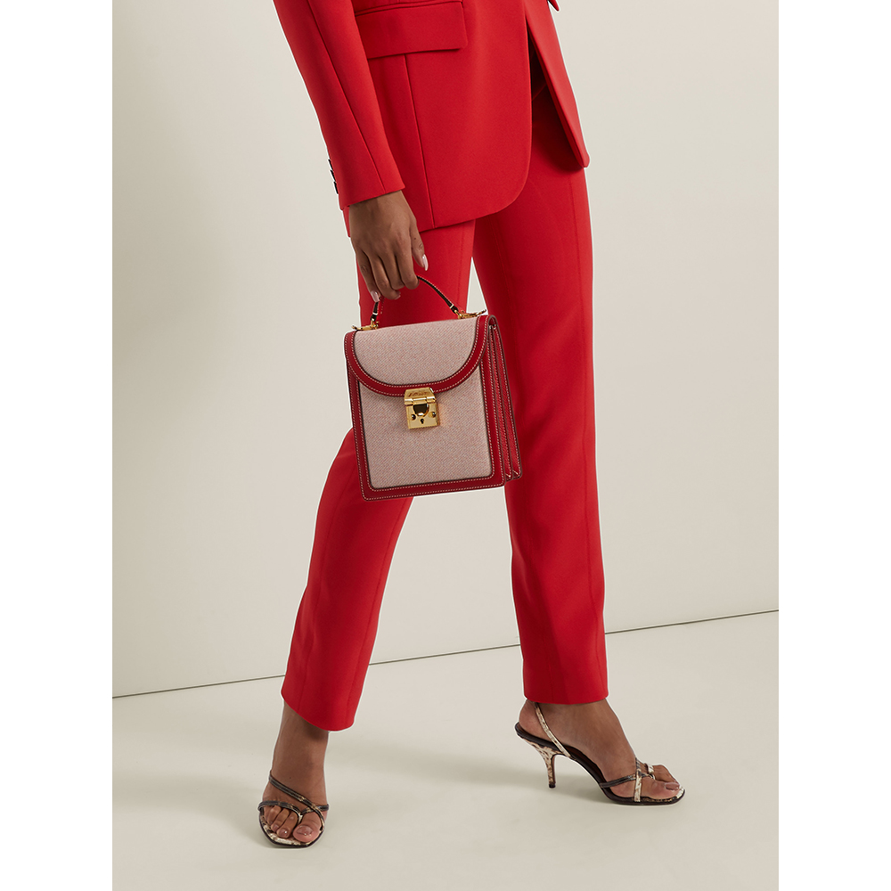 

MARK CROSS Red Uptown Canvas and Leather Shoulder Bag