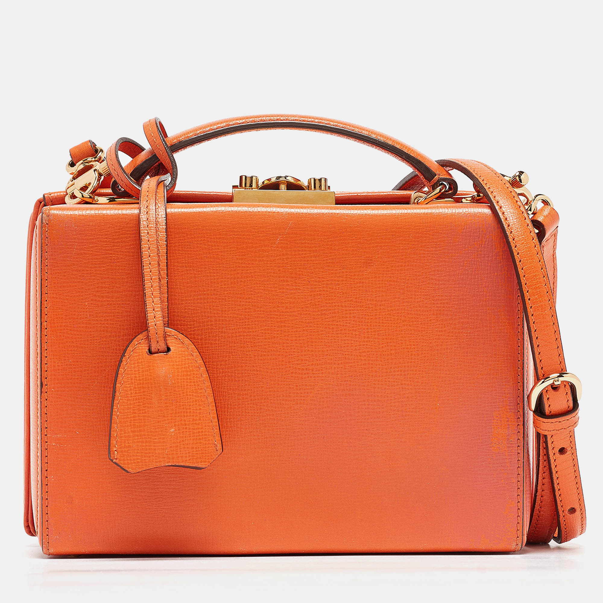 Pre-owned Mark Cross Orange Leather Small Grace Box Bag