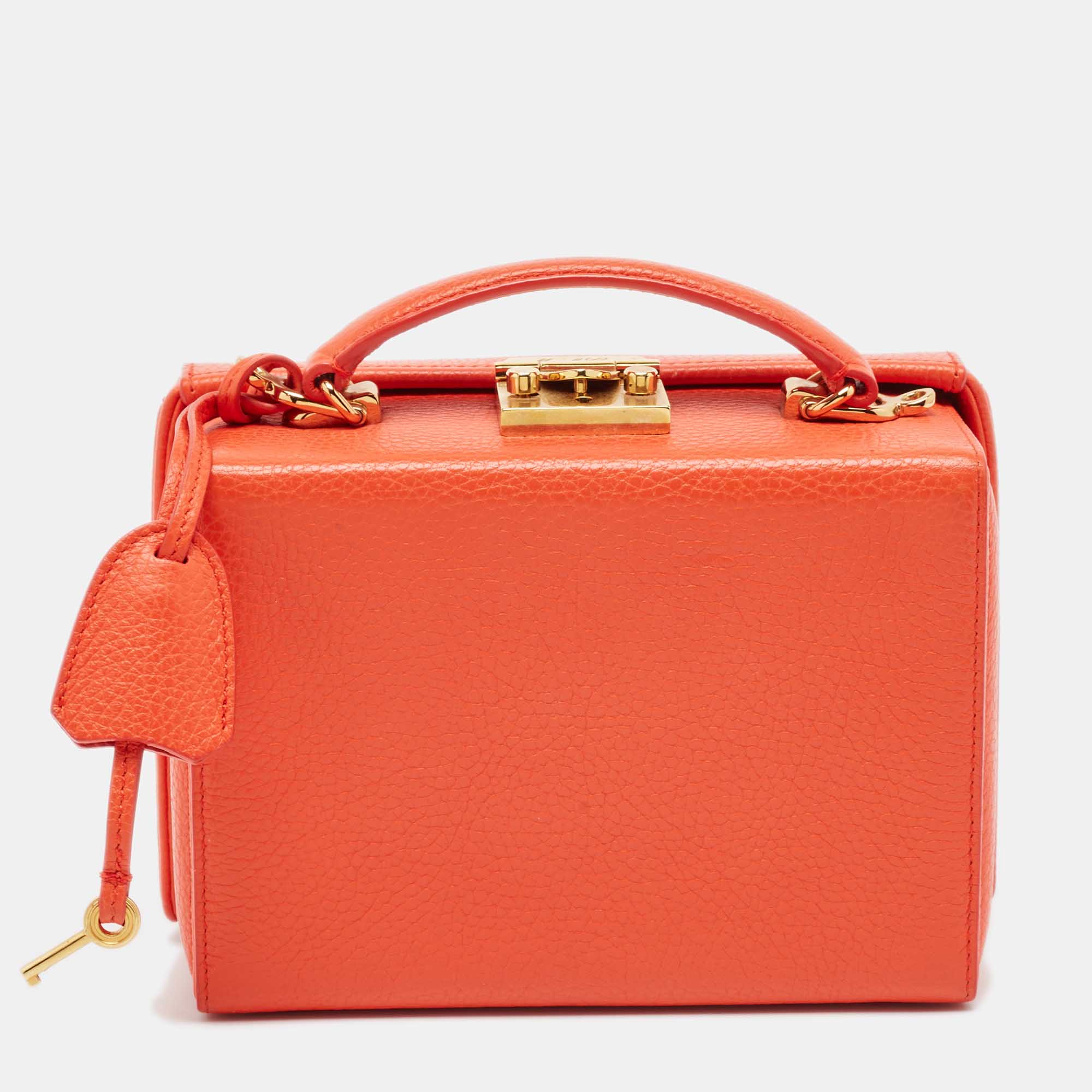 

Mark Cross Orange Leather Grace Box Bag