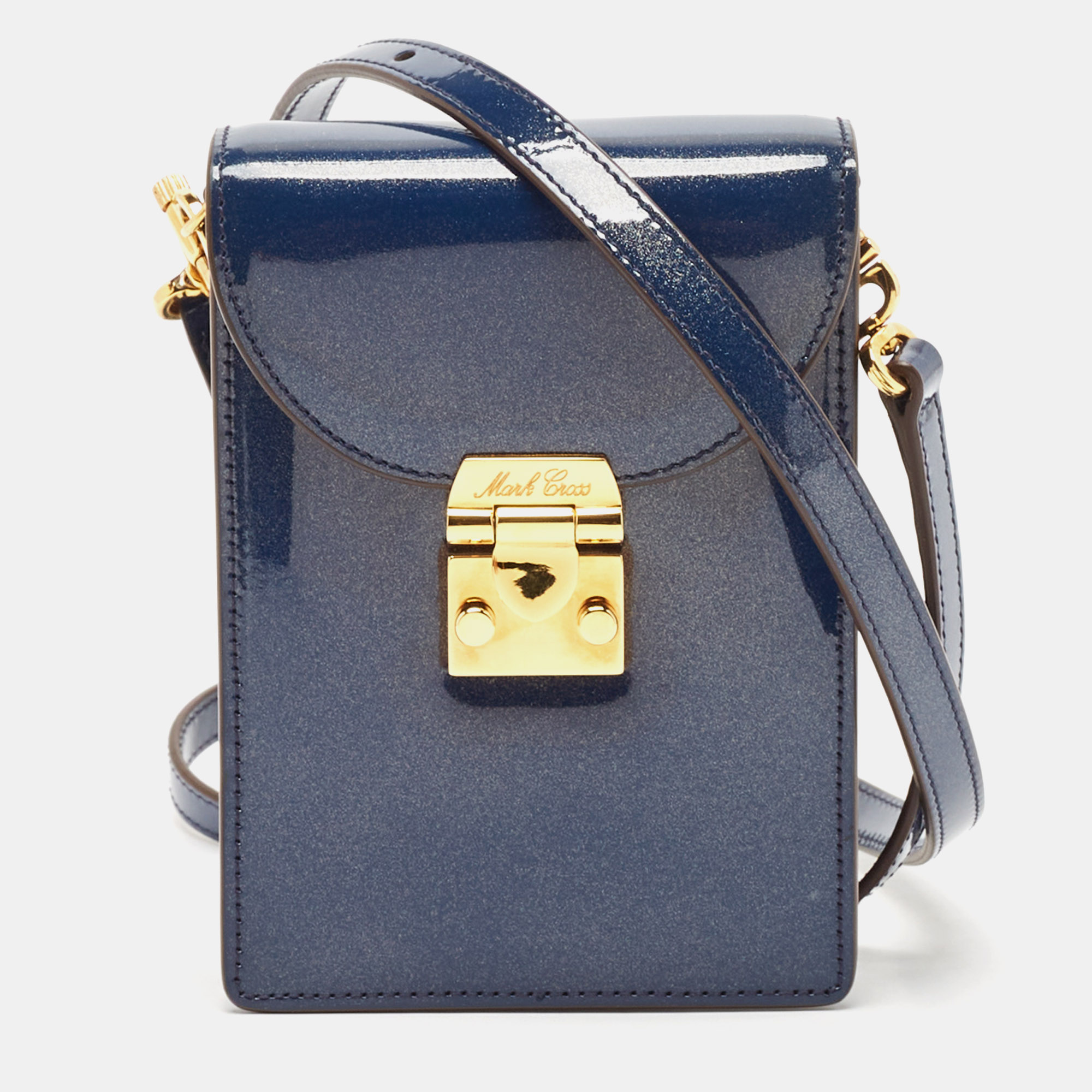 

Mark Cross Blue Patent Leather Josephine Stardust Crossbody Bag