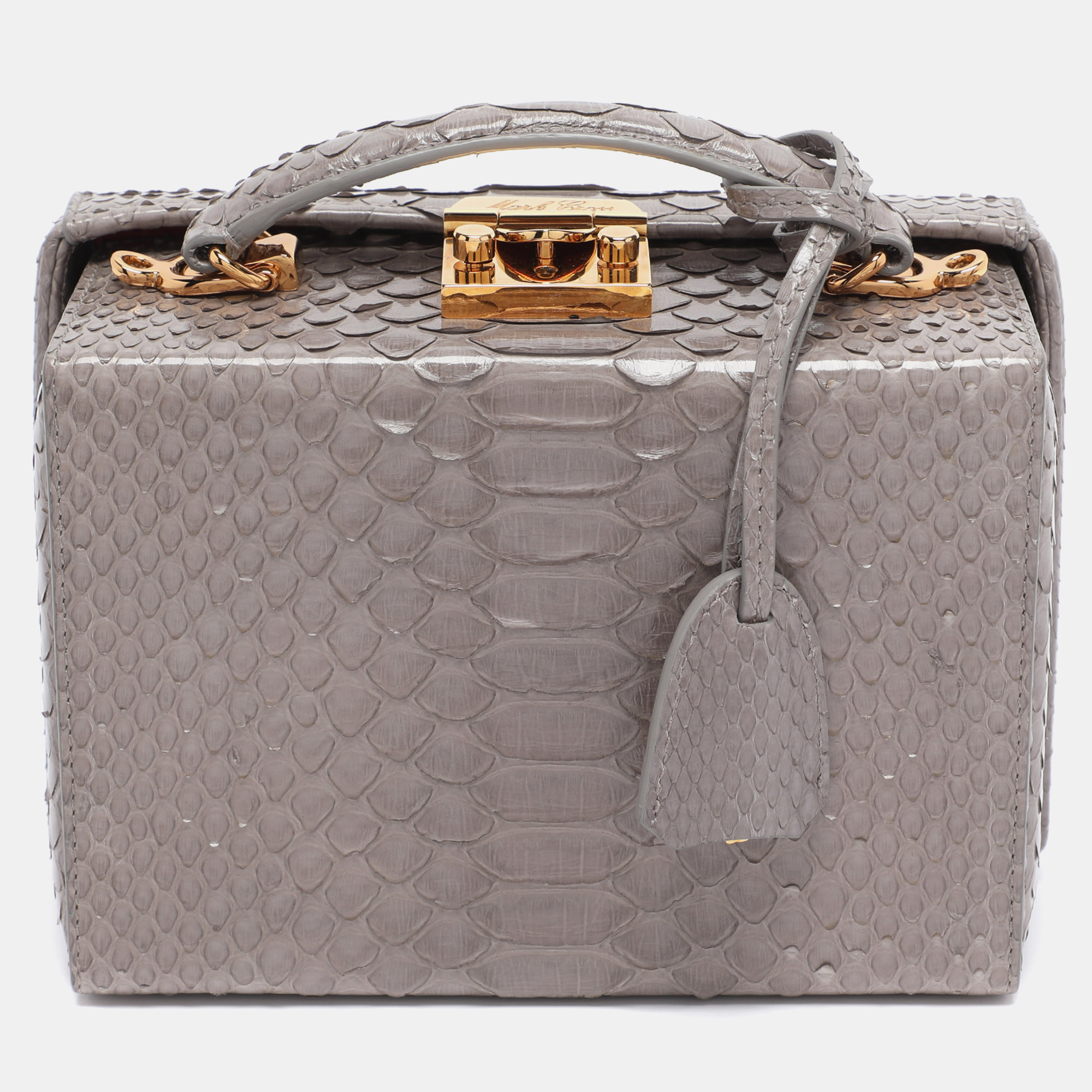 

Mark Cross Grey Python Small Grace Box Bag
