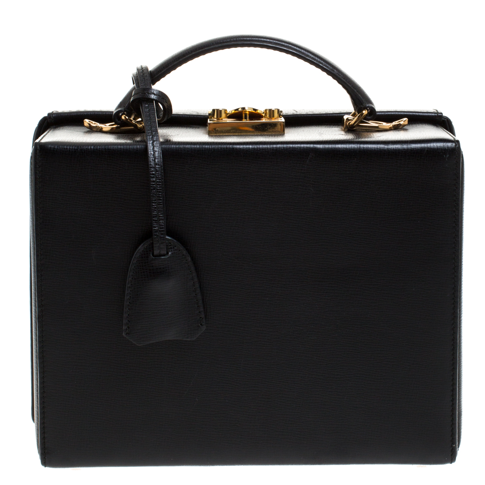 Mark Cross Black Leather Grace Box Bag