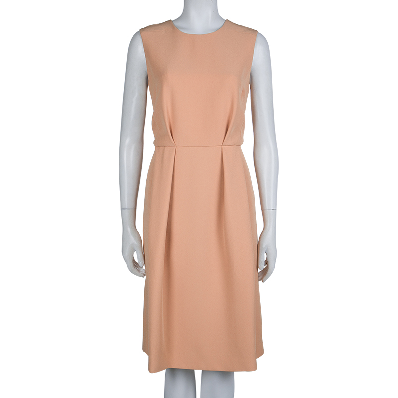 

Marni Pale Orange Box Pleat Detail Sleeveless Dress