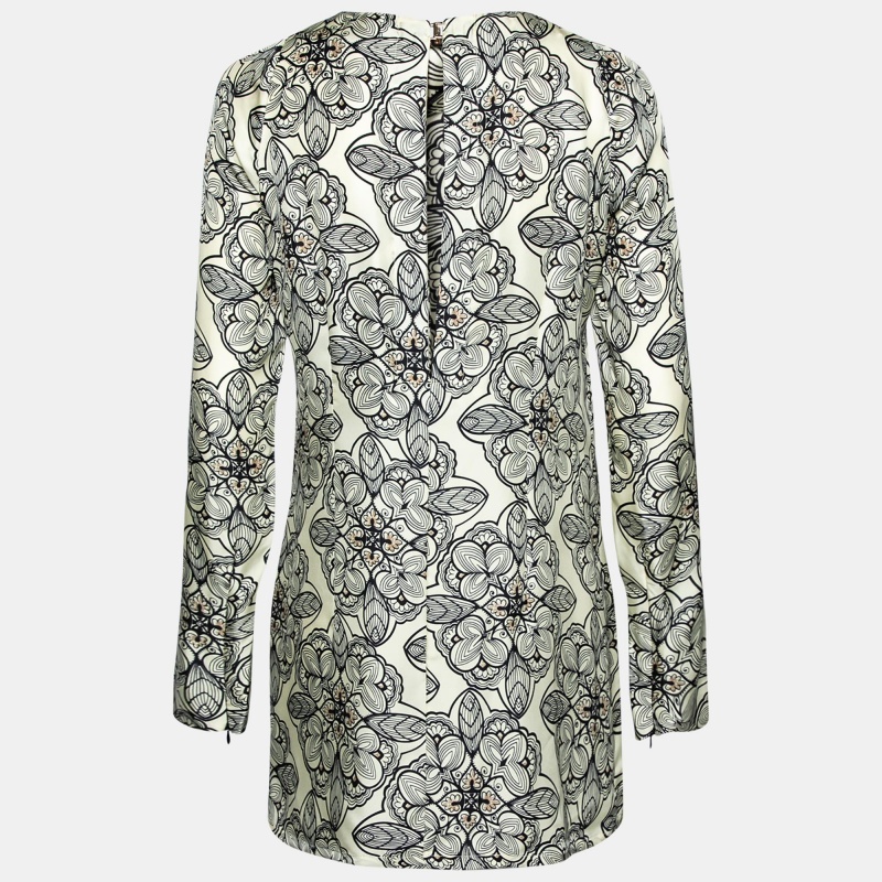 

Marni Light Yellow Printed Silk Long Sleeve Short Dress
