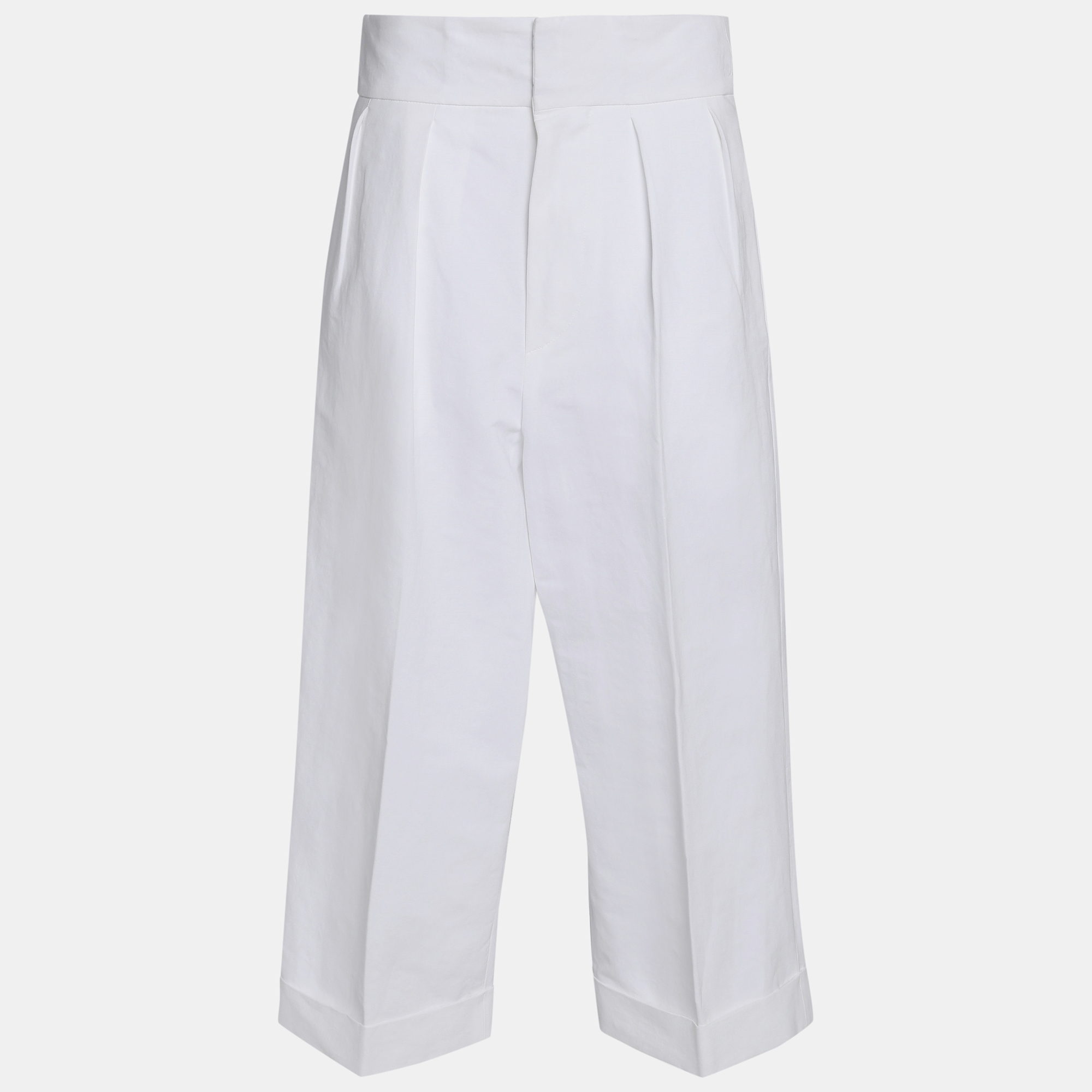 Pre-owned Marni Linen Wide Leg Pants It 46 In White