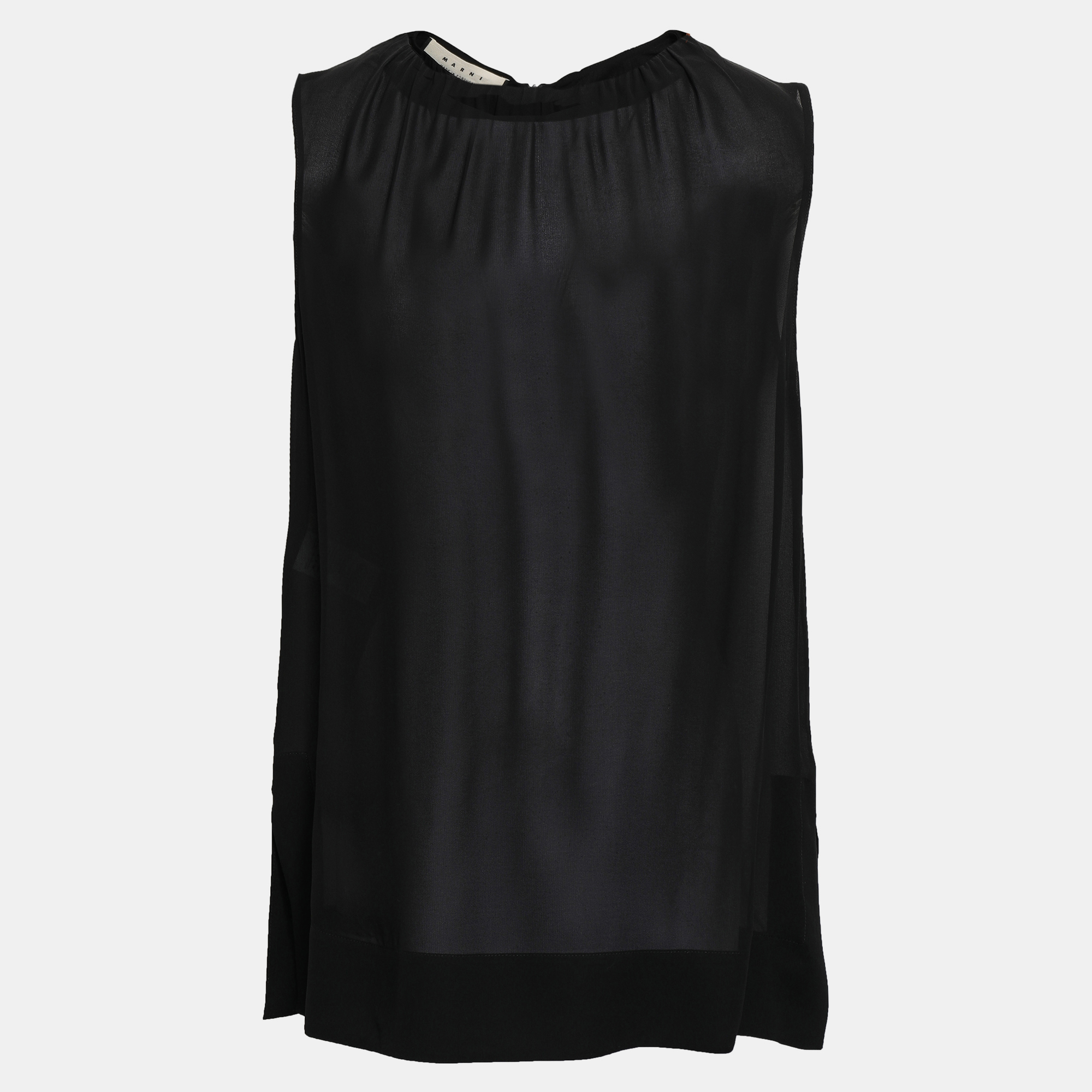 Pre-owned Marni Cupro Sleeveless Top 42 In Black