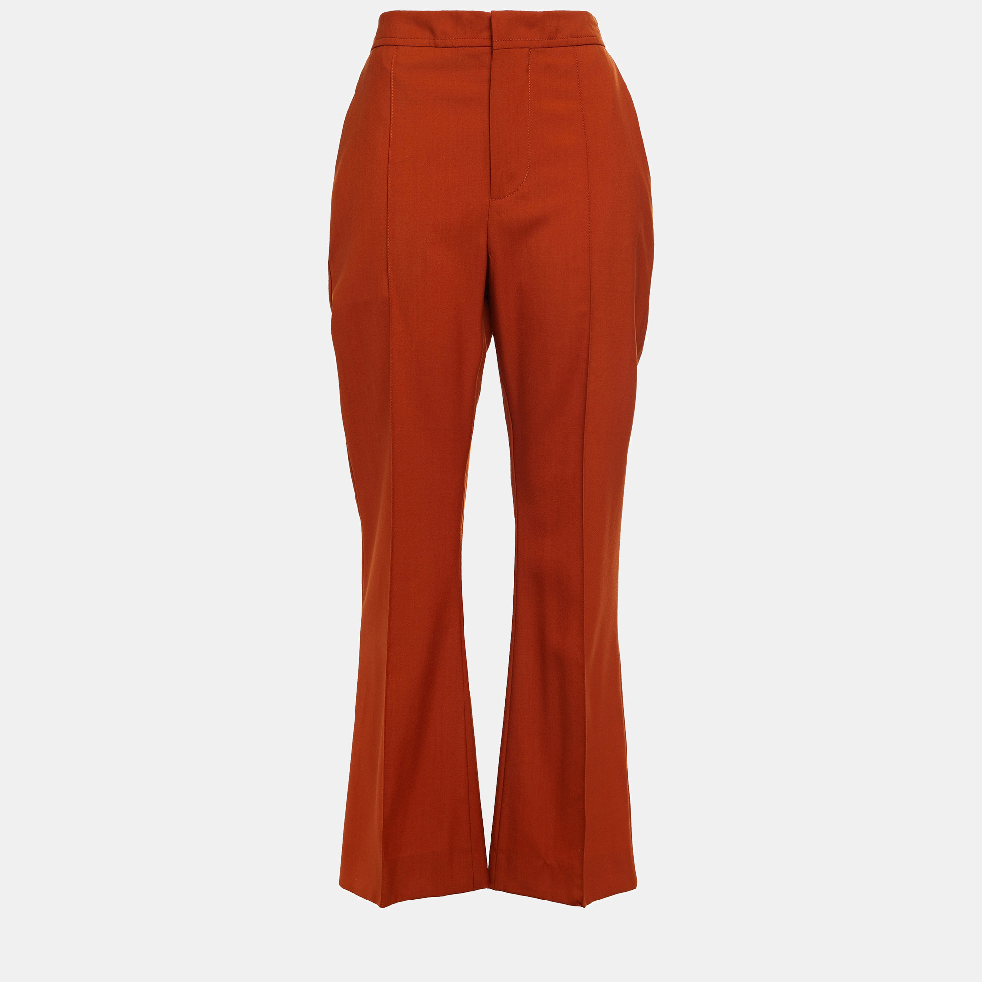 Pre-owned Marni Orange Virgin Wool Flared Pants Size 40
