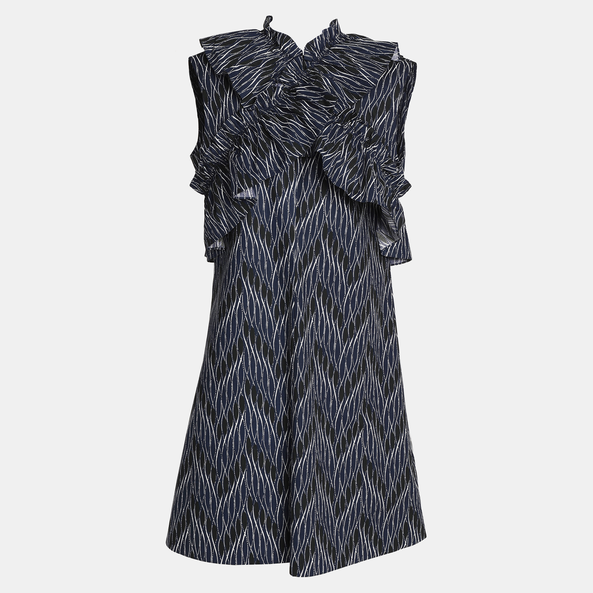 Pre-owned Marni Cotton Knee Length Dress 46 In Black