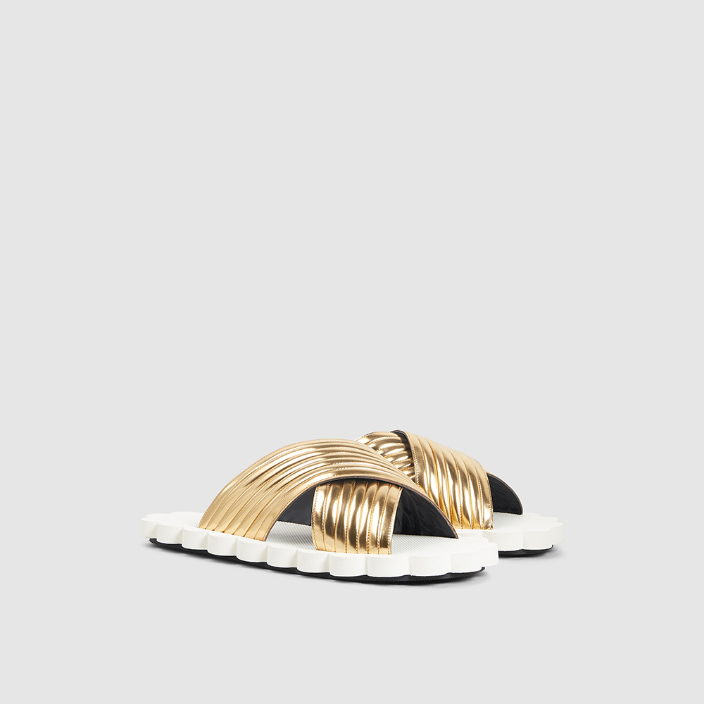 

Marni Gold Metallic Leather Slides IT