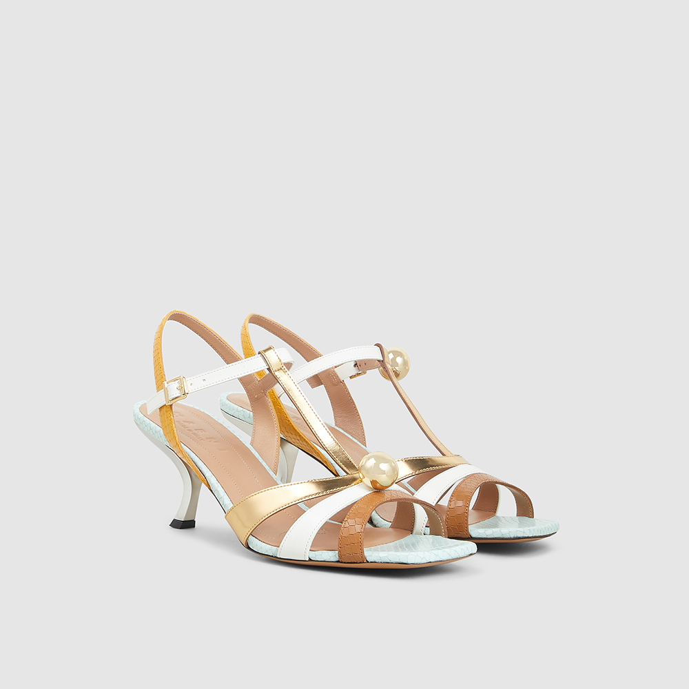 

Marni Multicoloured Embellished Snake-Effect Leather Sandals IT, Multicolor