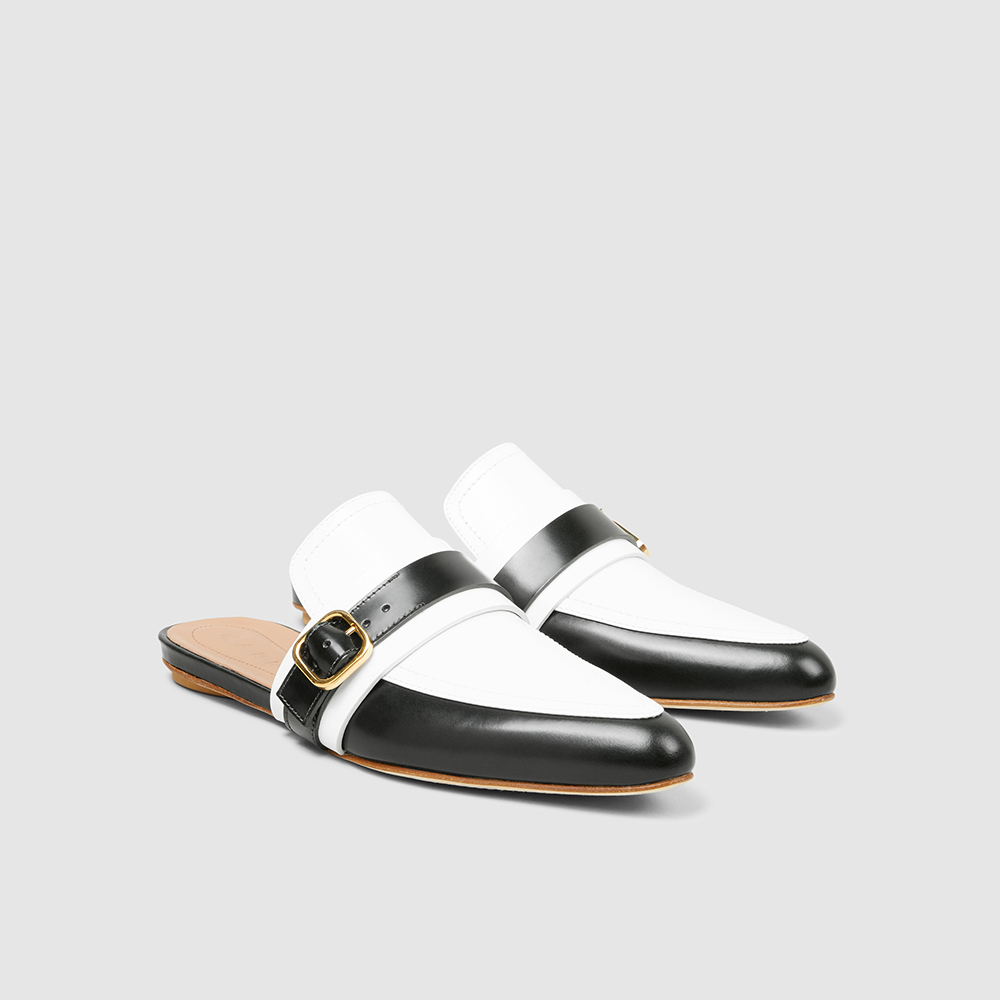 

Marni White Two-Tone Leather Loafer Mules IT