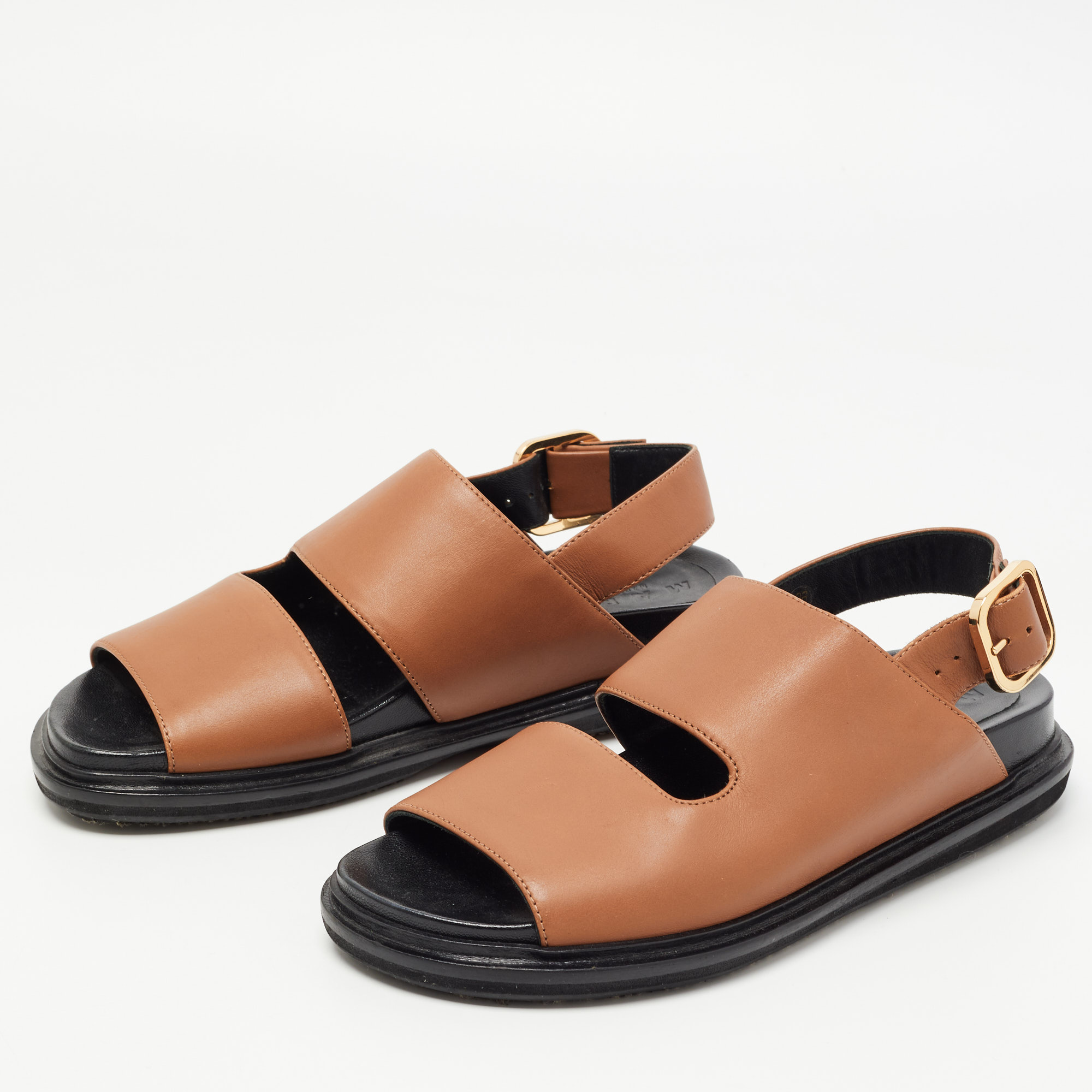 

Marni Tan Leather Slingback Flat Sandals Size