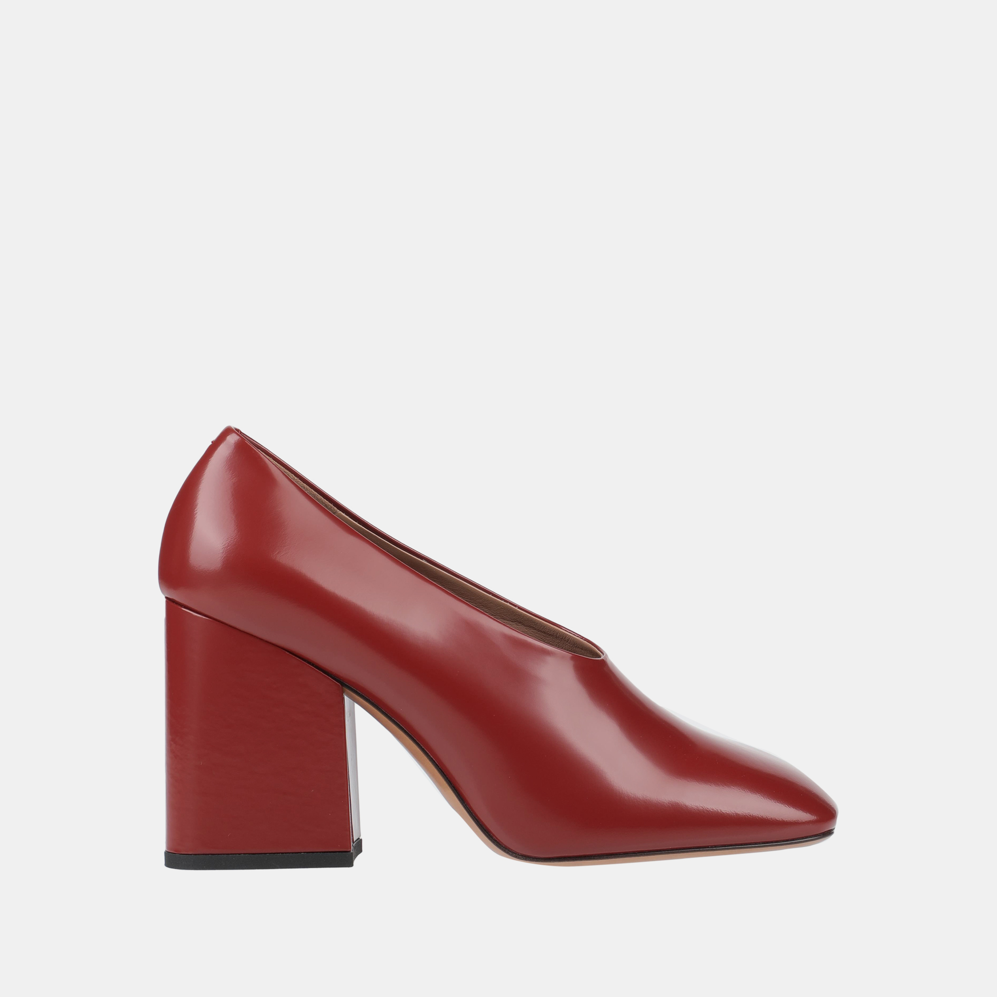 Pre-owned Marni Patent Leather Square Toe Pumps Size 41 In Red