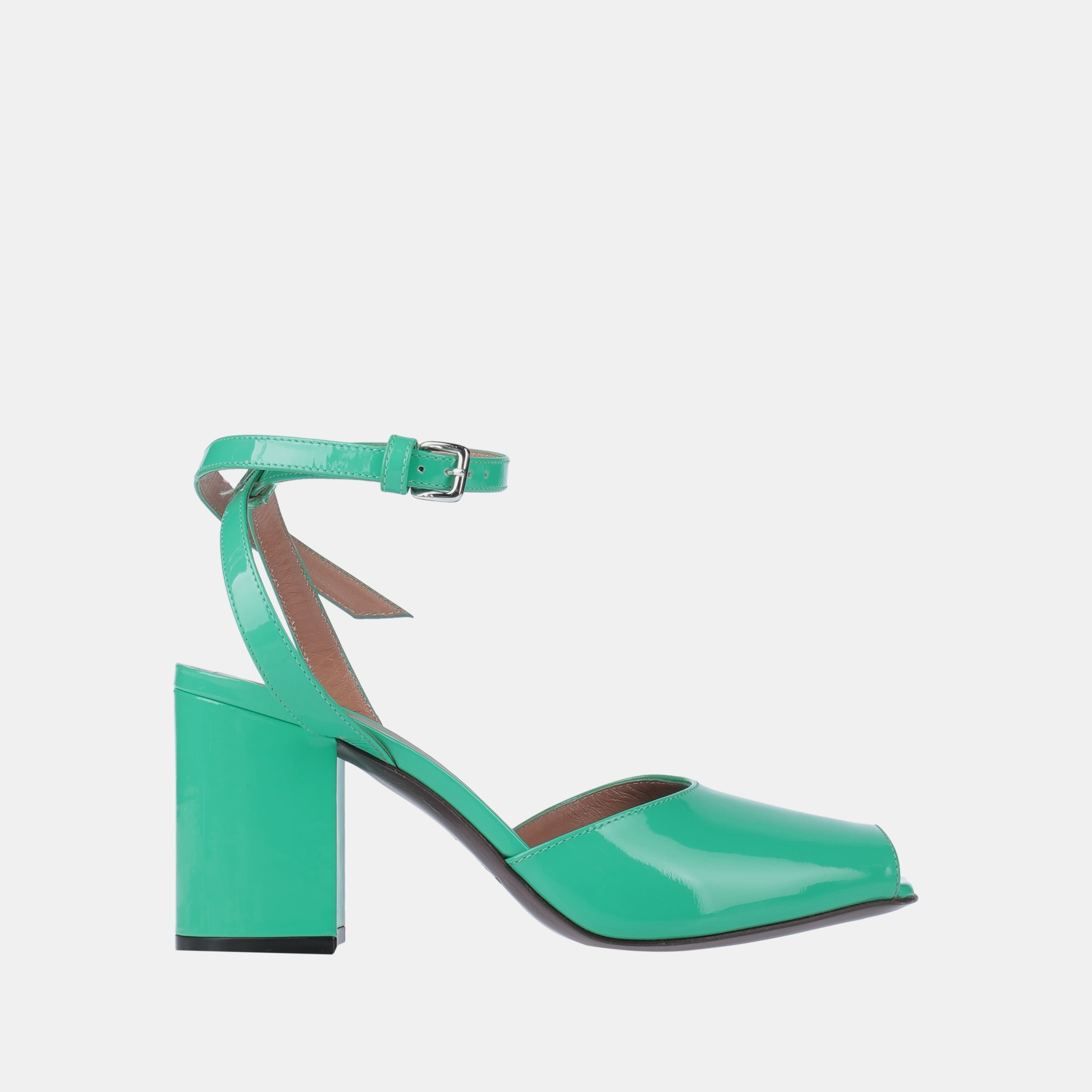 Patent Leather Ankle Strap Sandals