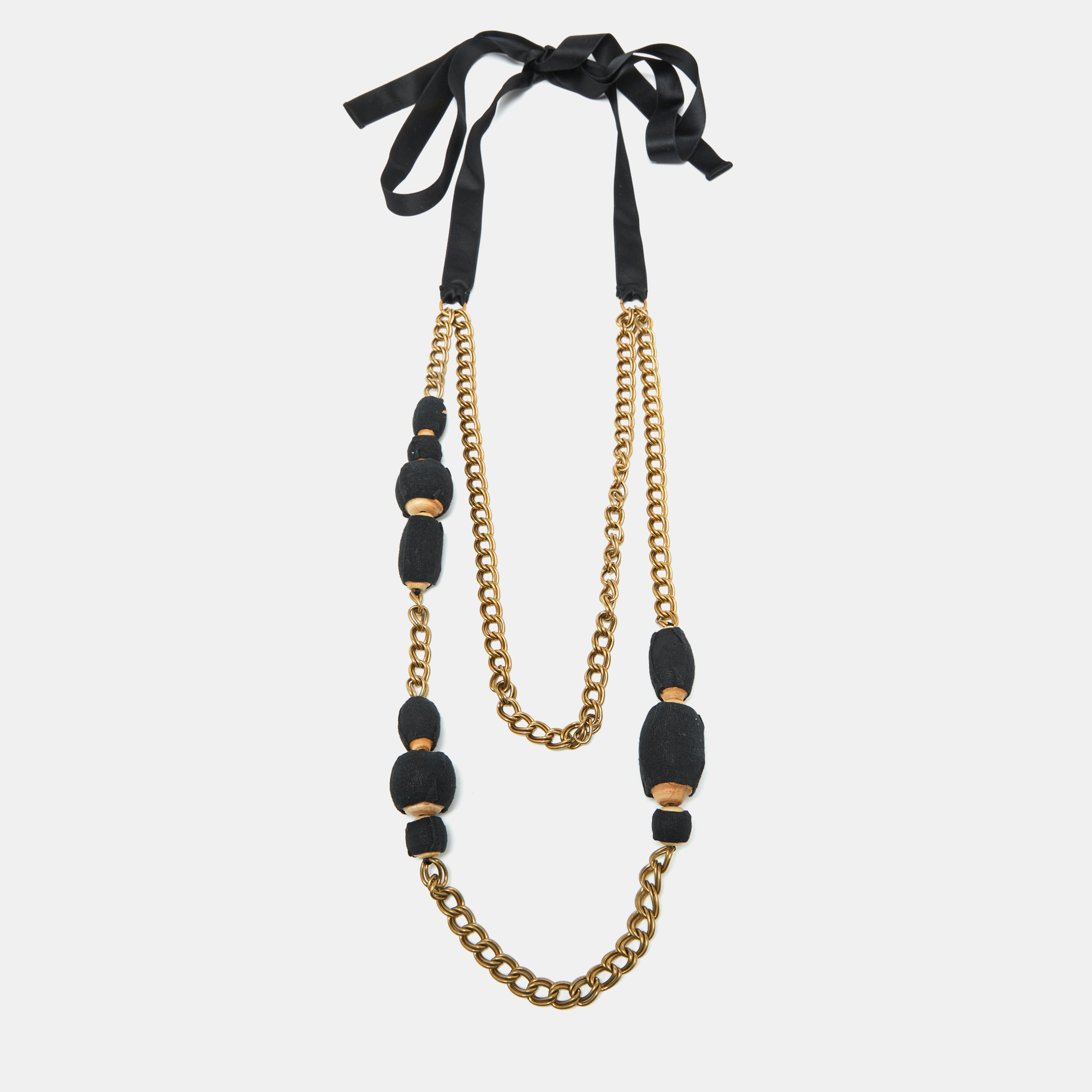 

Marni Black Beaded Chain Long Layer Necklace