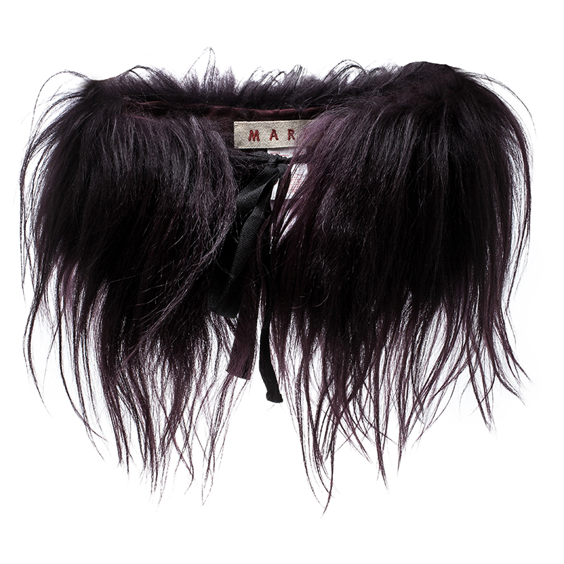 Marni Deep Purple Goat Fur Tie Front Collar