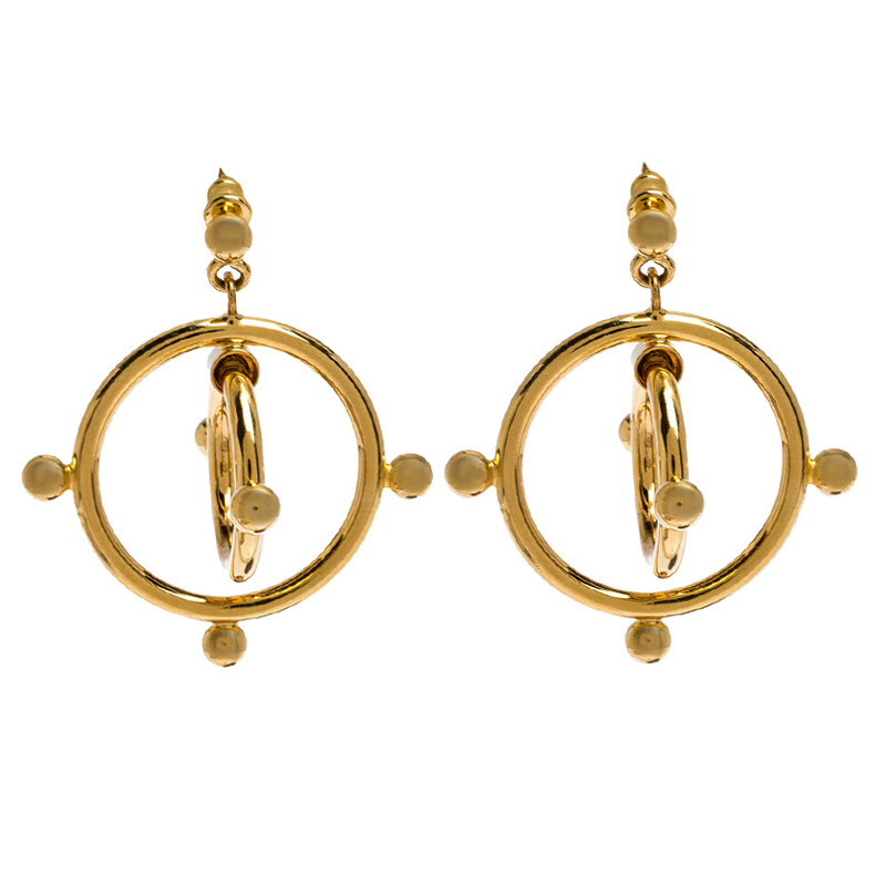 Marni Double Circle Hoop Gold Tone Earrings