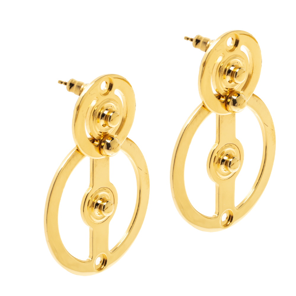 

Marni Circular Motif Gold Tone Drop Earrings