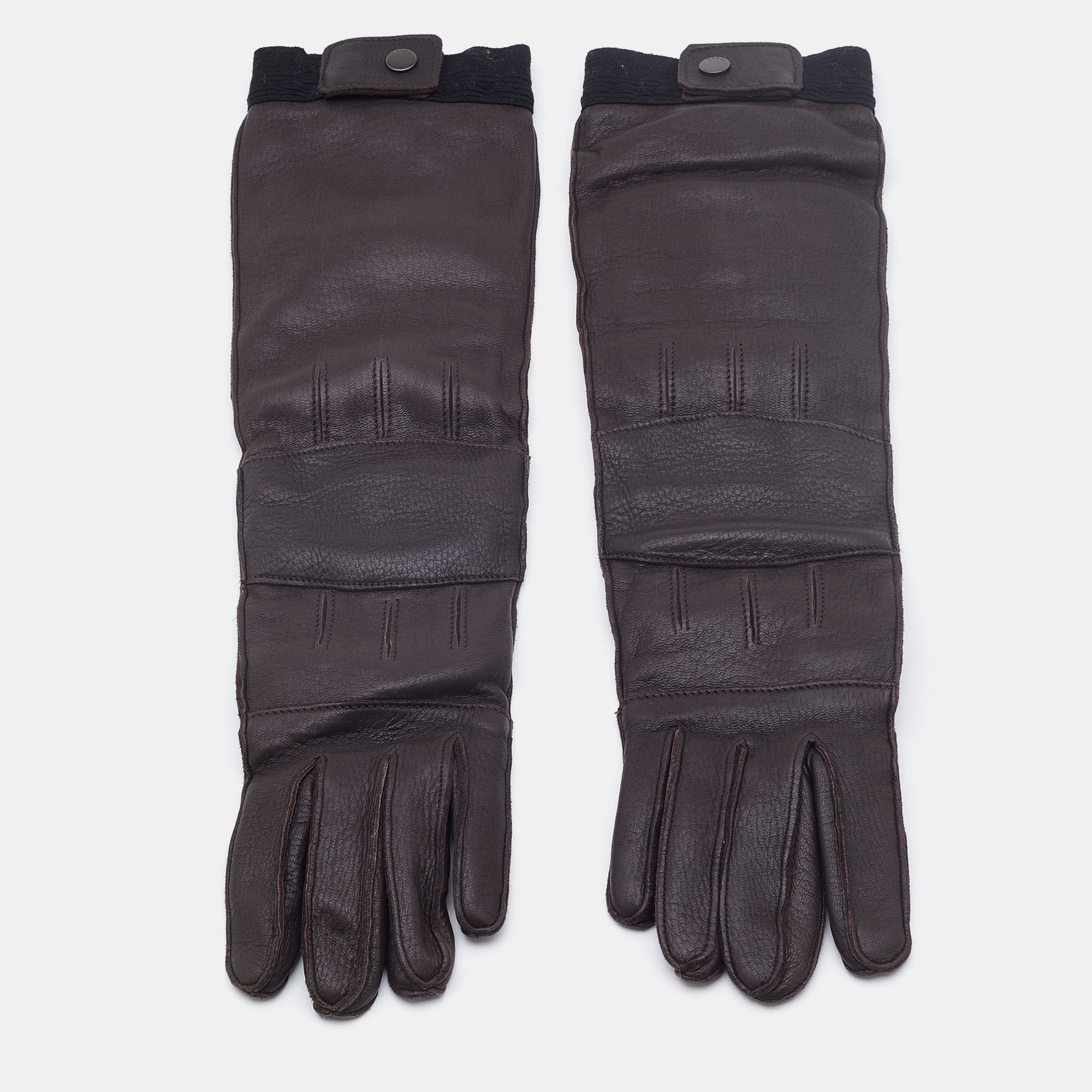 Pre-owned Marni Dark Brown Leather Long Gloves