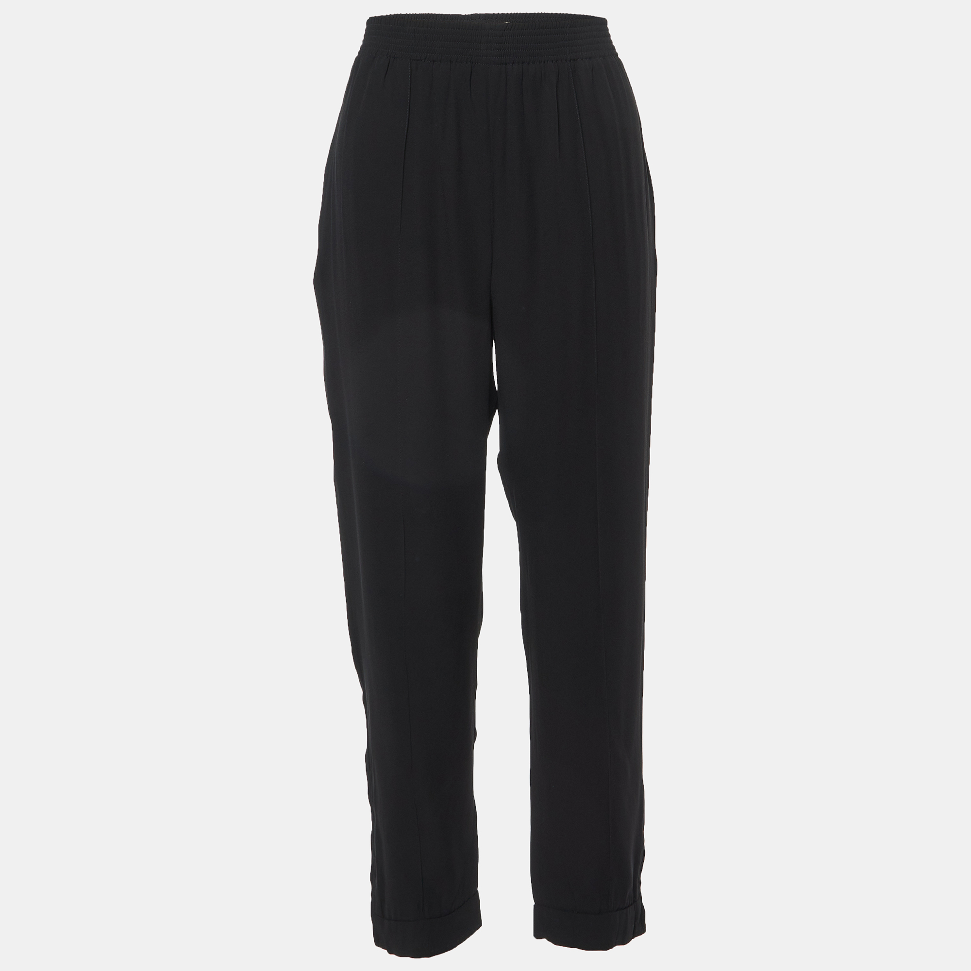 Pre-owned Marni Black Georgette Zip Detailed Hem Pants M