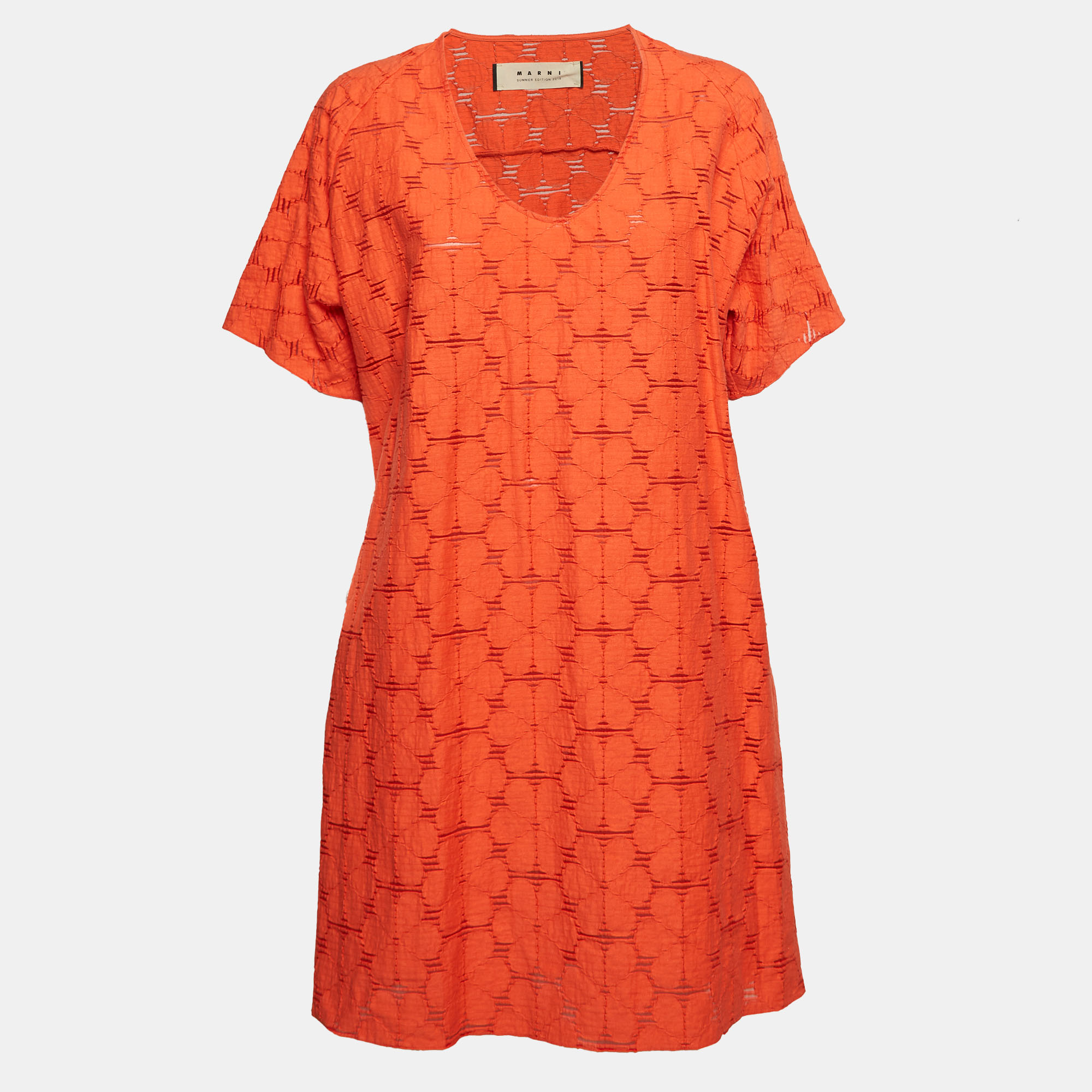 

Marni Orange Patterned Cotton Mini Dress S