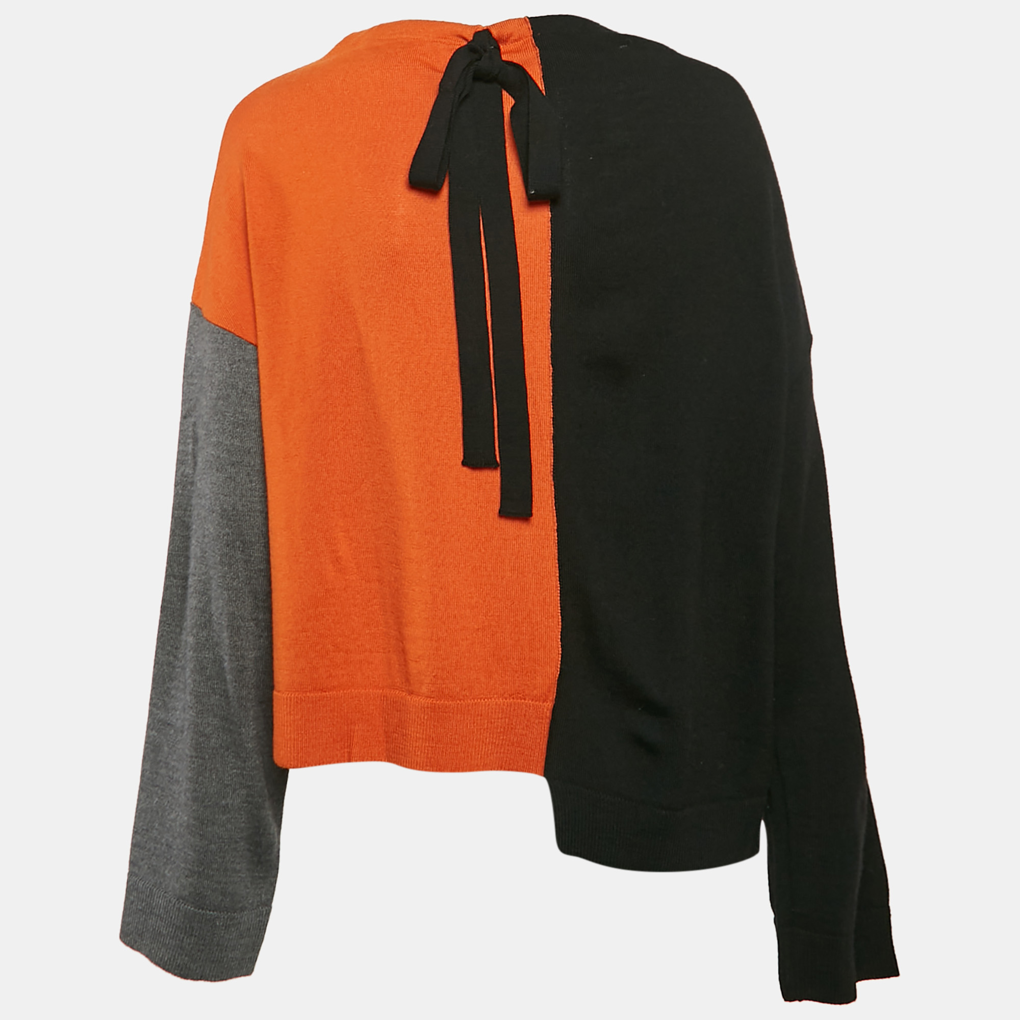 

Marni Multicolor Color-blocked Wool Knit Asymmetrical Sweater M, Orange