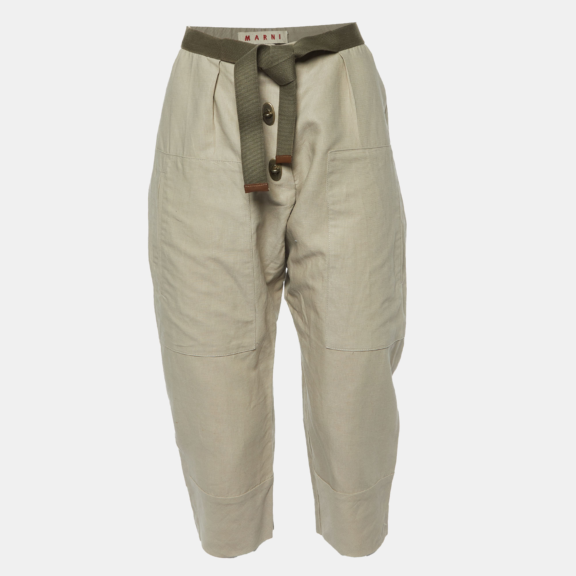 

Marni Beige Linen Belted Capri Pants S