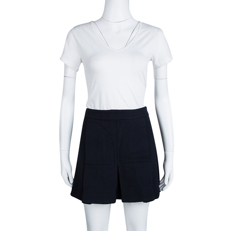 

Marni Navy Blue Pleated Wool Mini Skirt