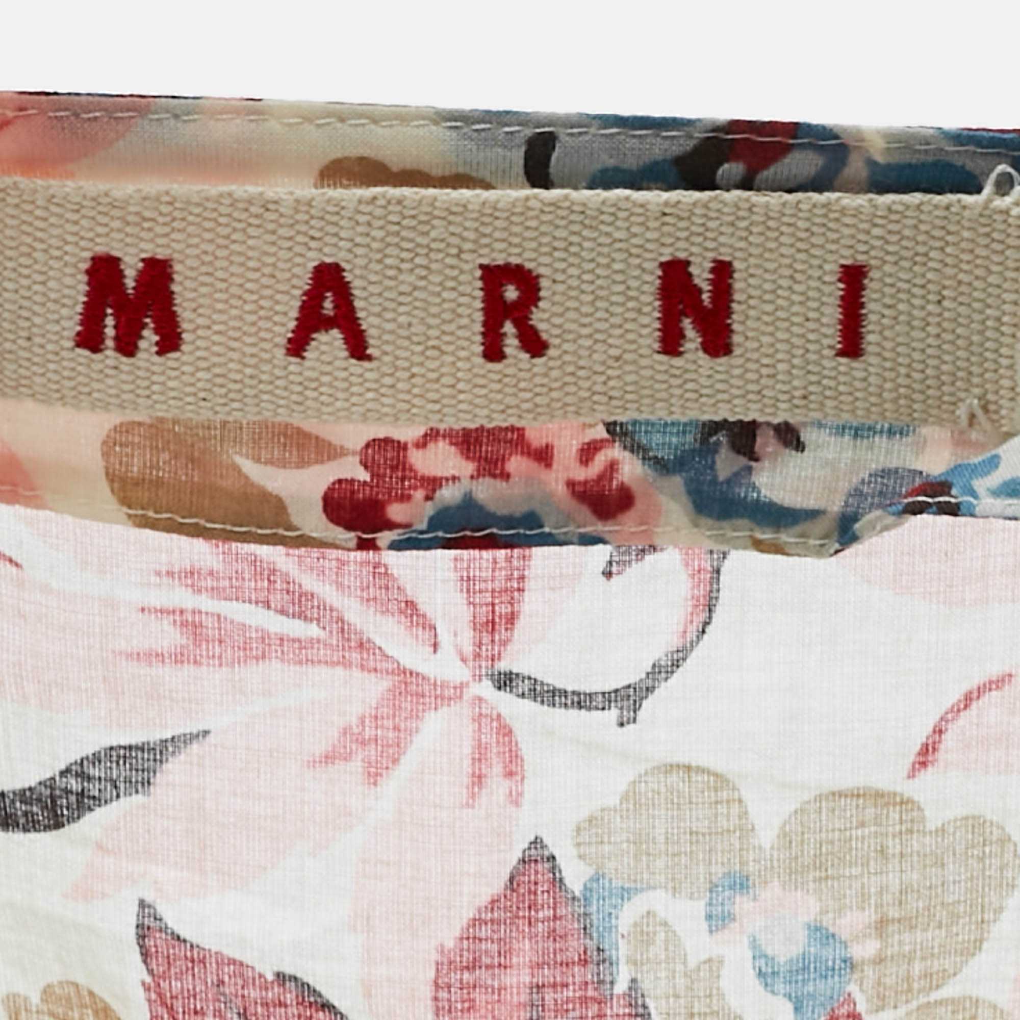 Marni Multicolor Floral Print Cotton Tie-Up Detail Blouse S 