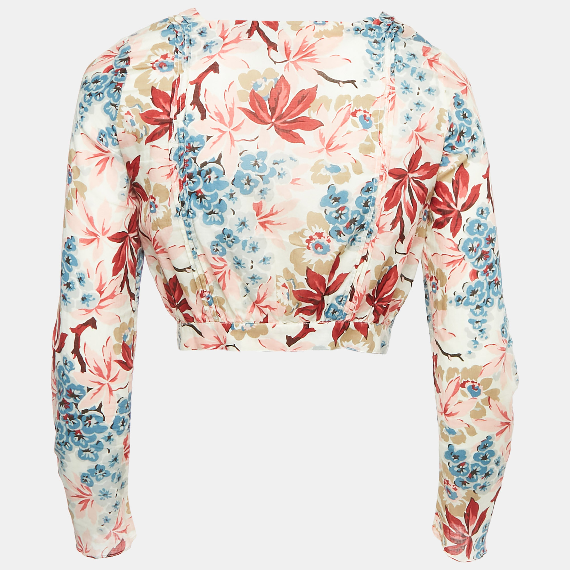 Marni Multicolor Floral Print Cotton Tie-Up Detail Blouse S 