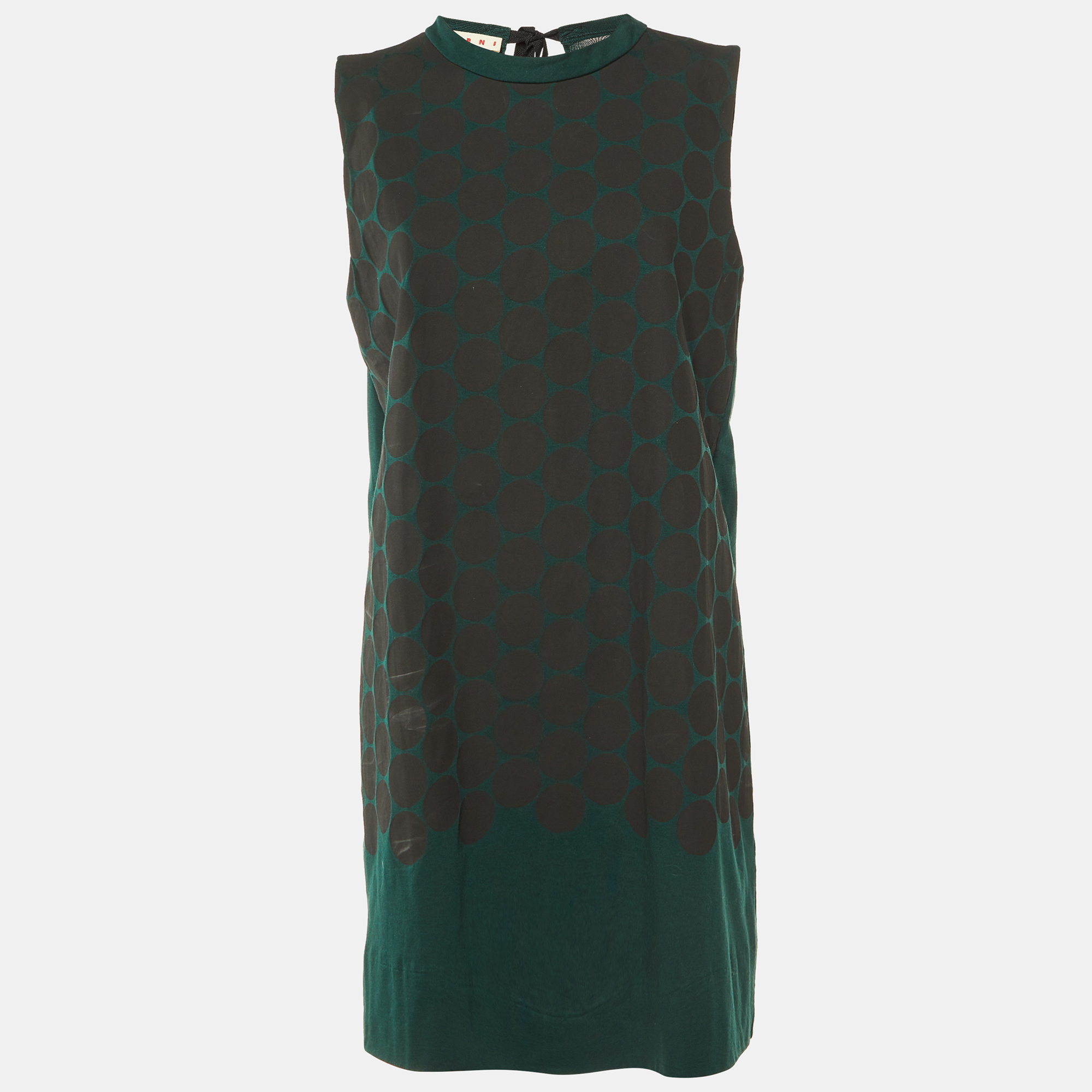 

Marni Green Polka Dotted Cotton Sleeveless Shift Dress L