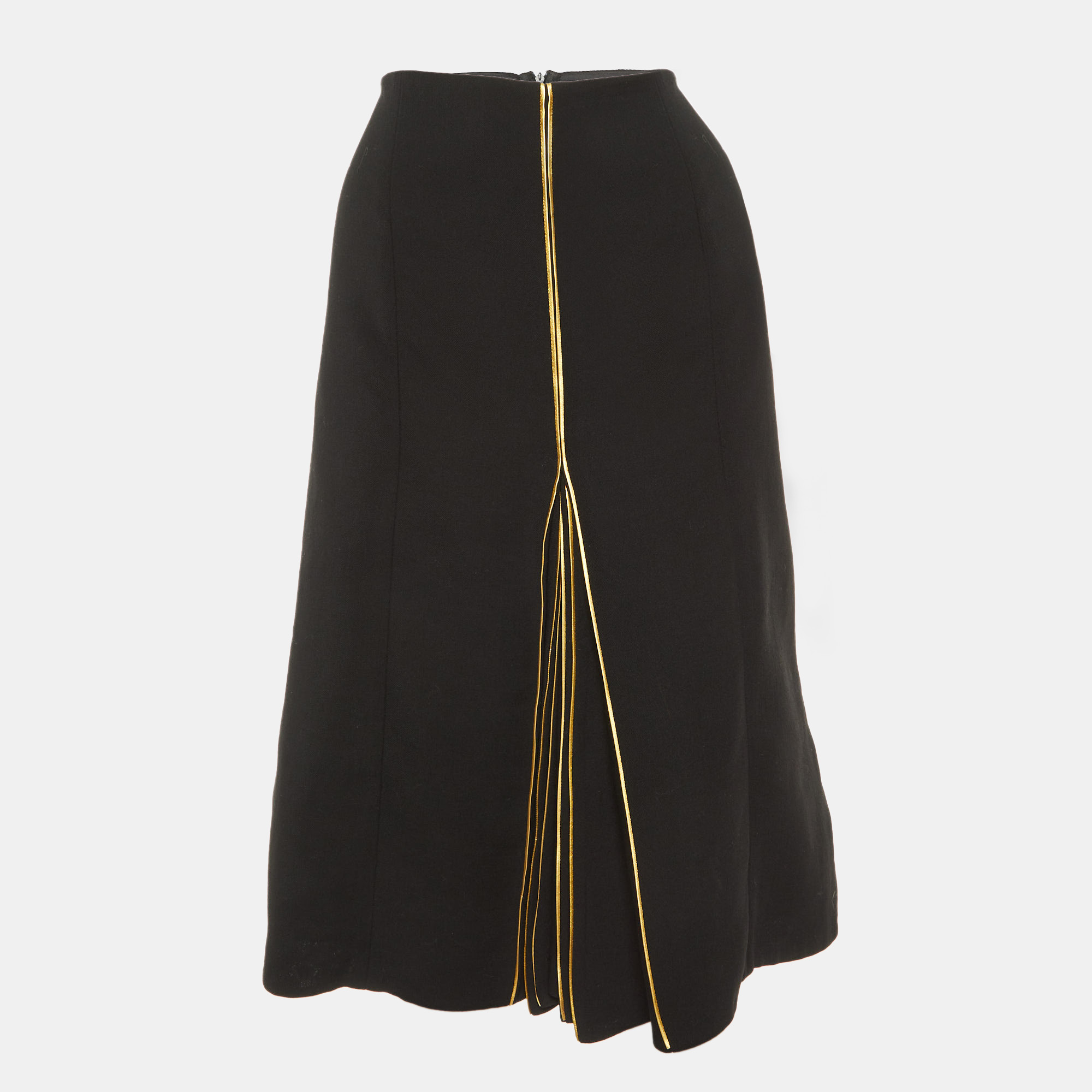 

Marni Black Wool Pleated Detail Midi Skirt L