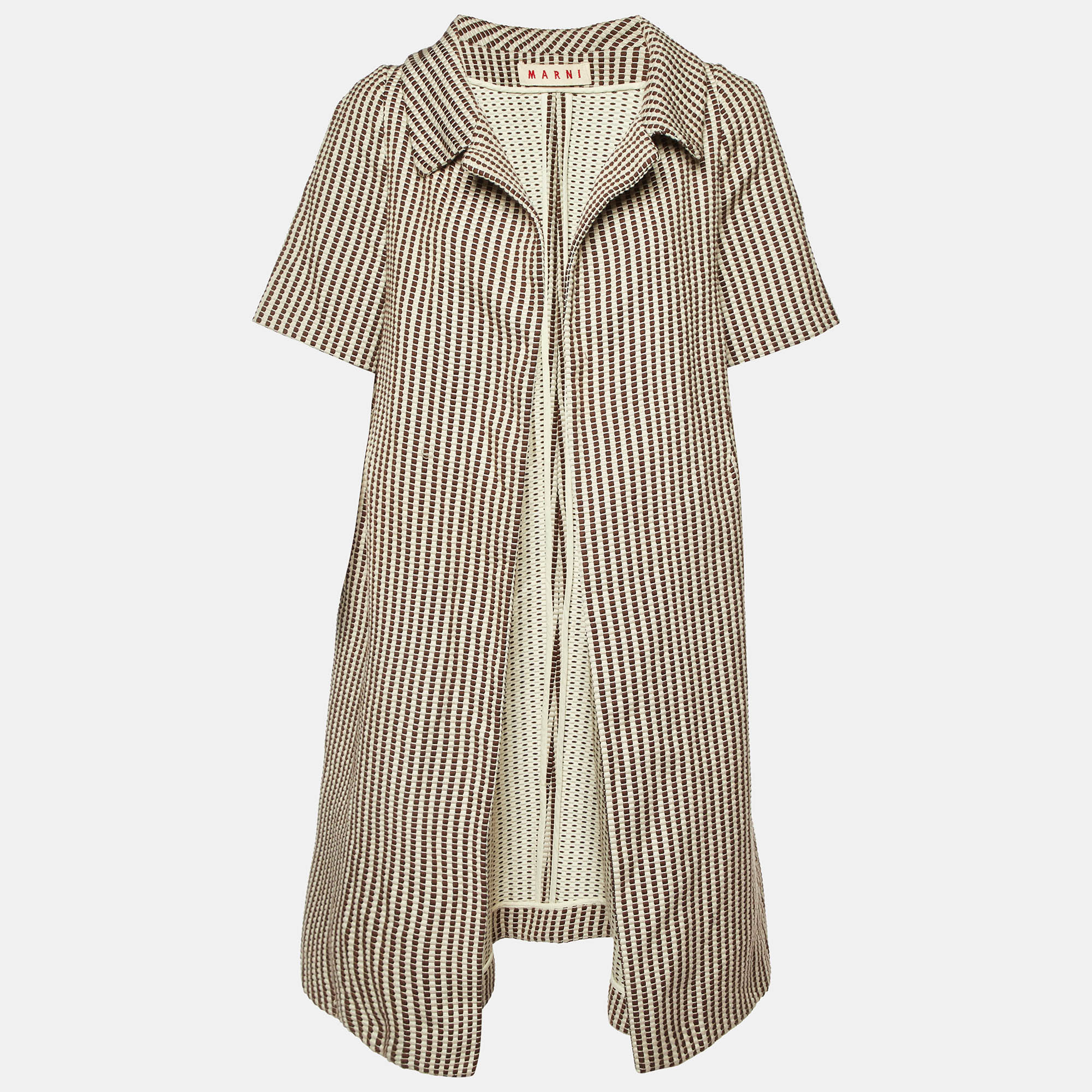 

Marni Brown Textured Stripe Cotton Short Sleeve Coat L