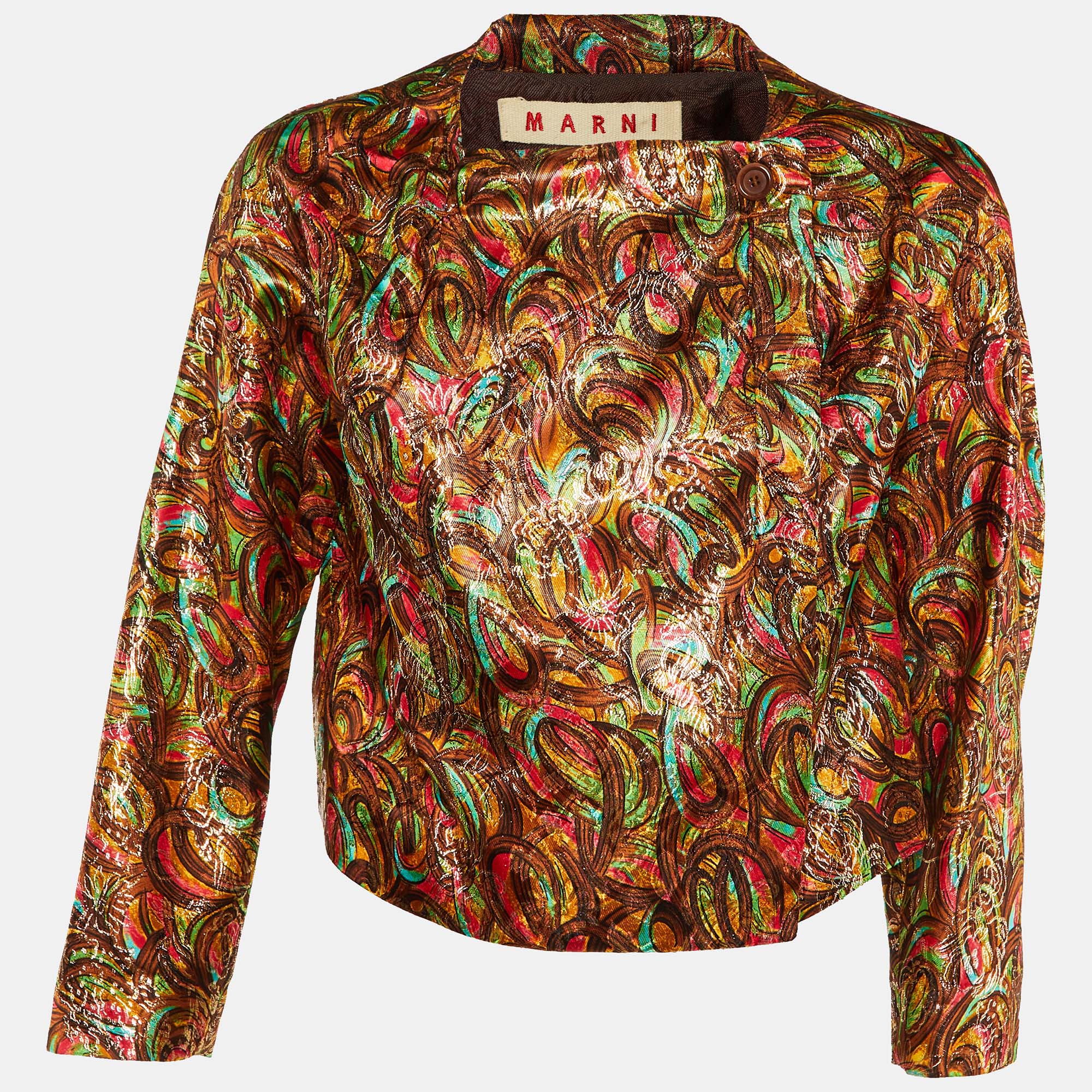 

Marni Multicolor Printed Jacquard Cropped Jacket M