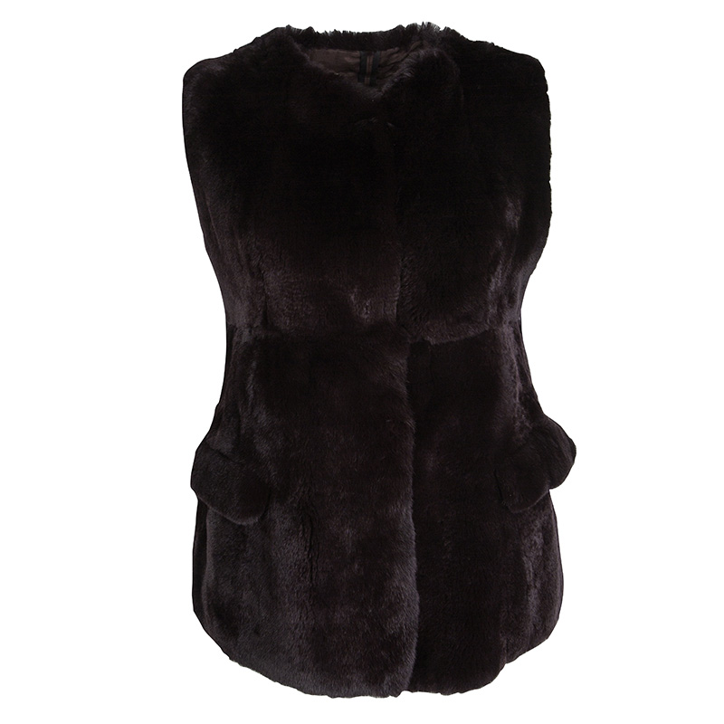 Pre Owned Marni Brown Rabbit Fur Vest S