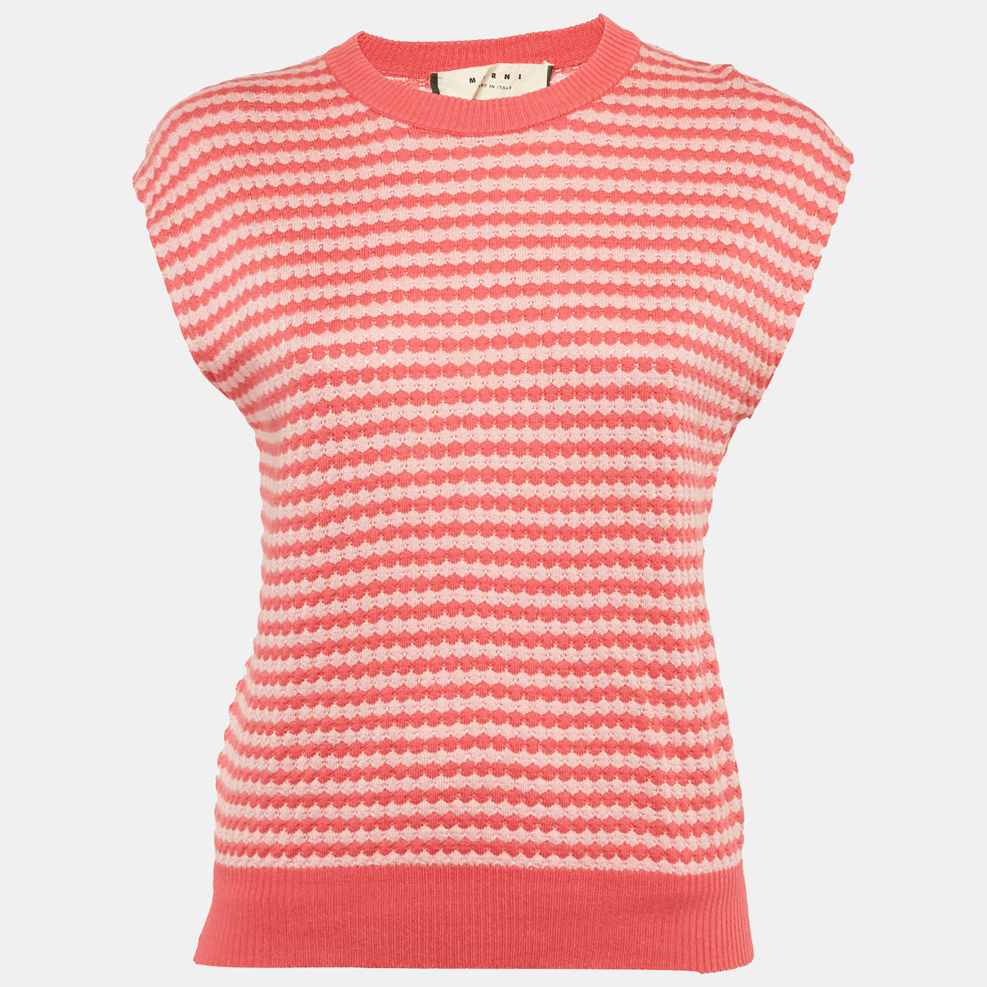 

Marni Pink Honeycomb Pattern Cotton Sleeveless Jumper M