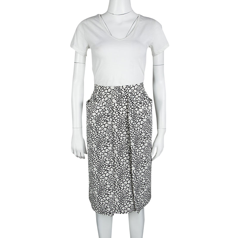 

Marni Monochrome Printed Silk Skirt, Black