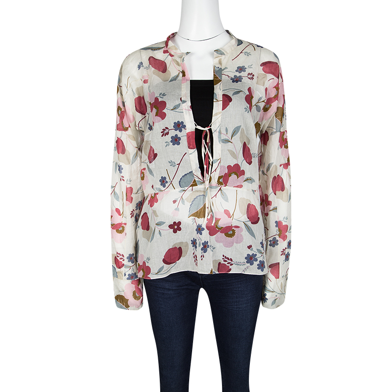 Pre-owned Marni Multicolor Floral Printed Cotton Long Sleeve Blouse S