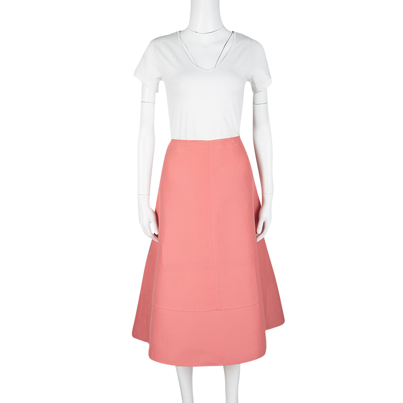 

Marni Pink Cotton Silk High Waist Flared Skirt