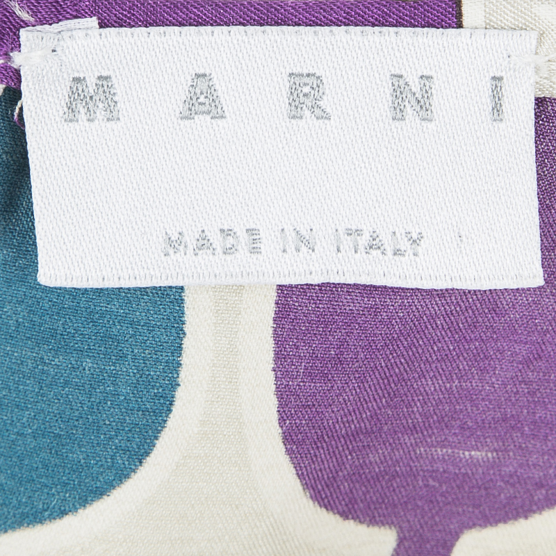 Pre-owned Marni Multicolor Leaf Print Ruched Hem Detail Satin Skirt S