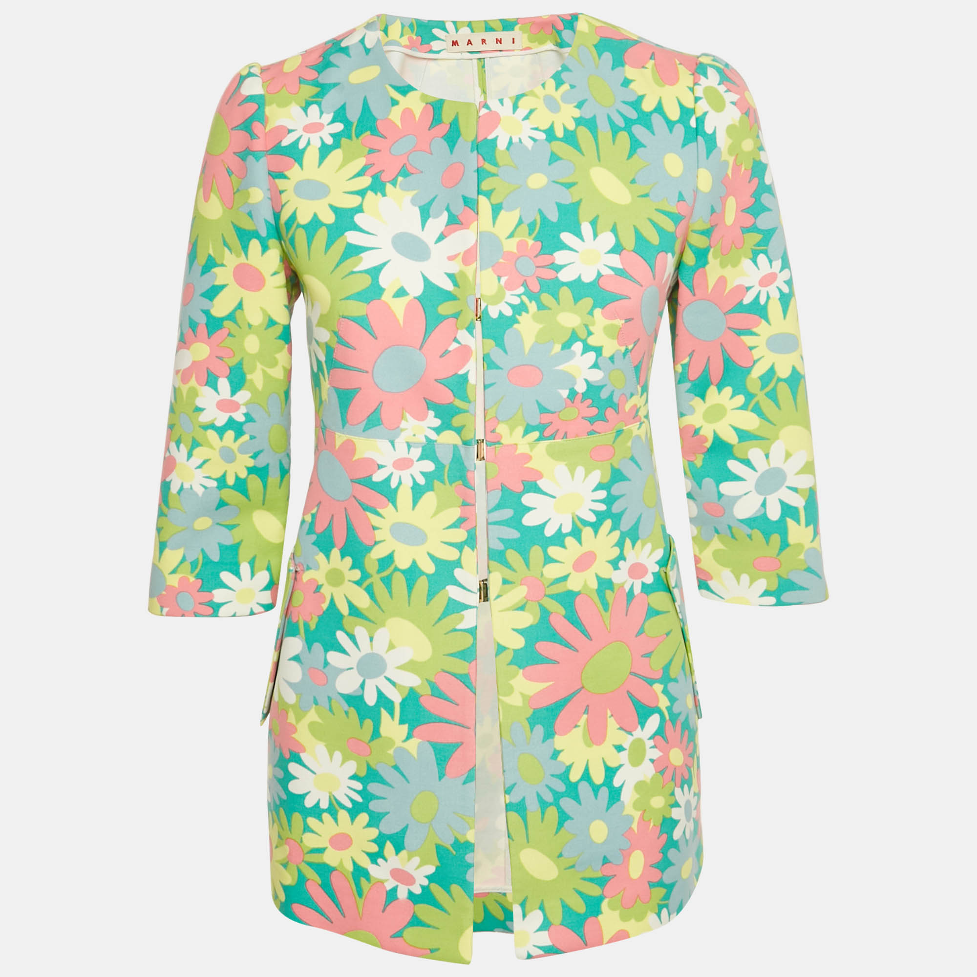 Pre-owned Marni Green Floral Print Cotton Jacket S