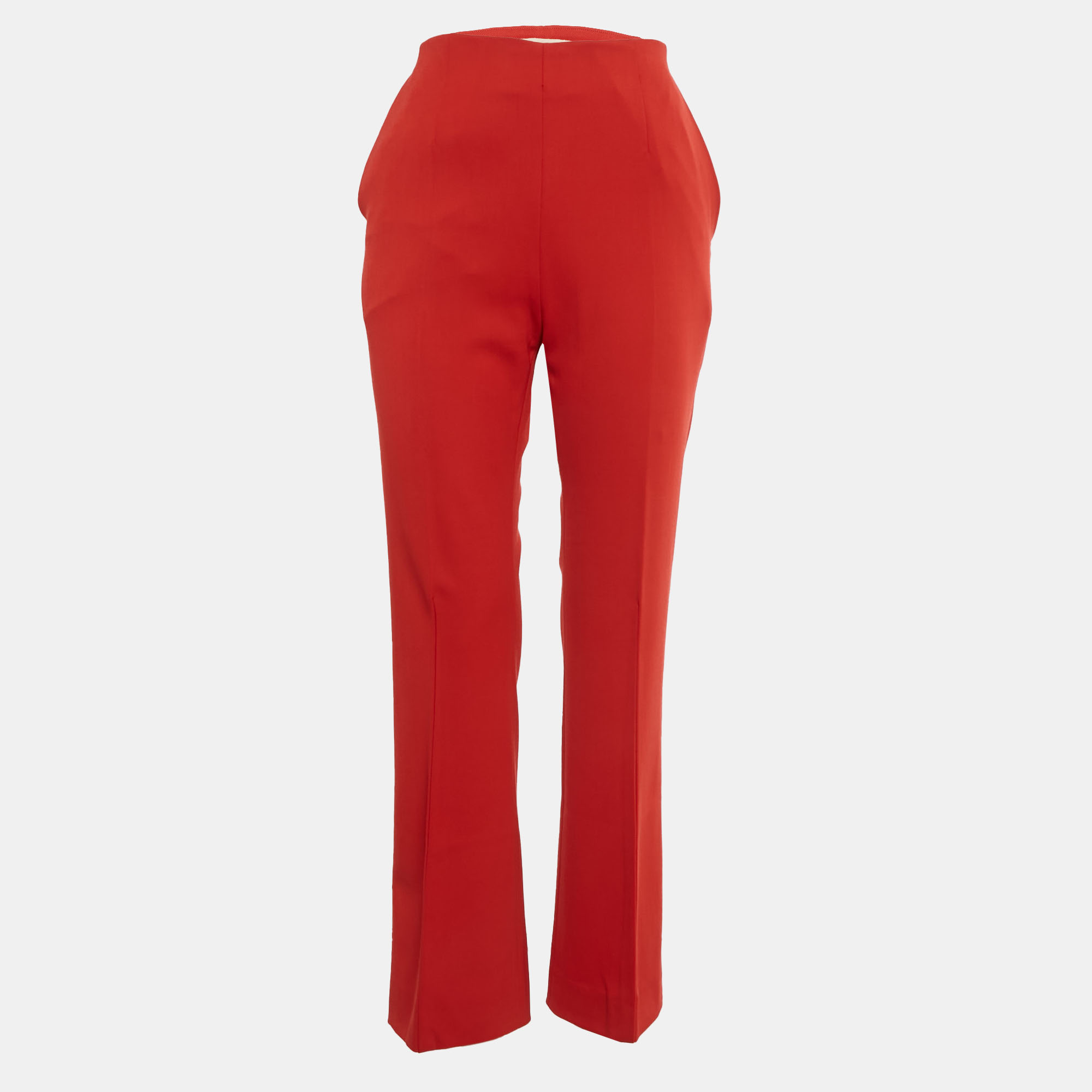 Pre-owned Marni Red Gabardine Flared Trousers S