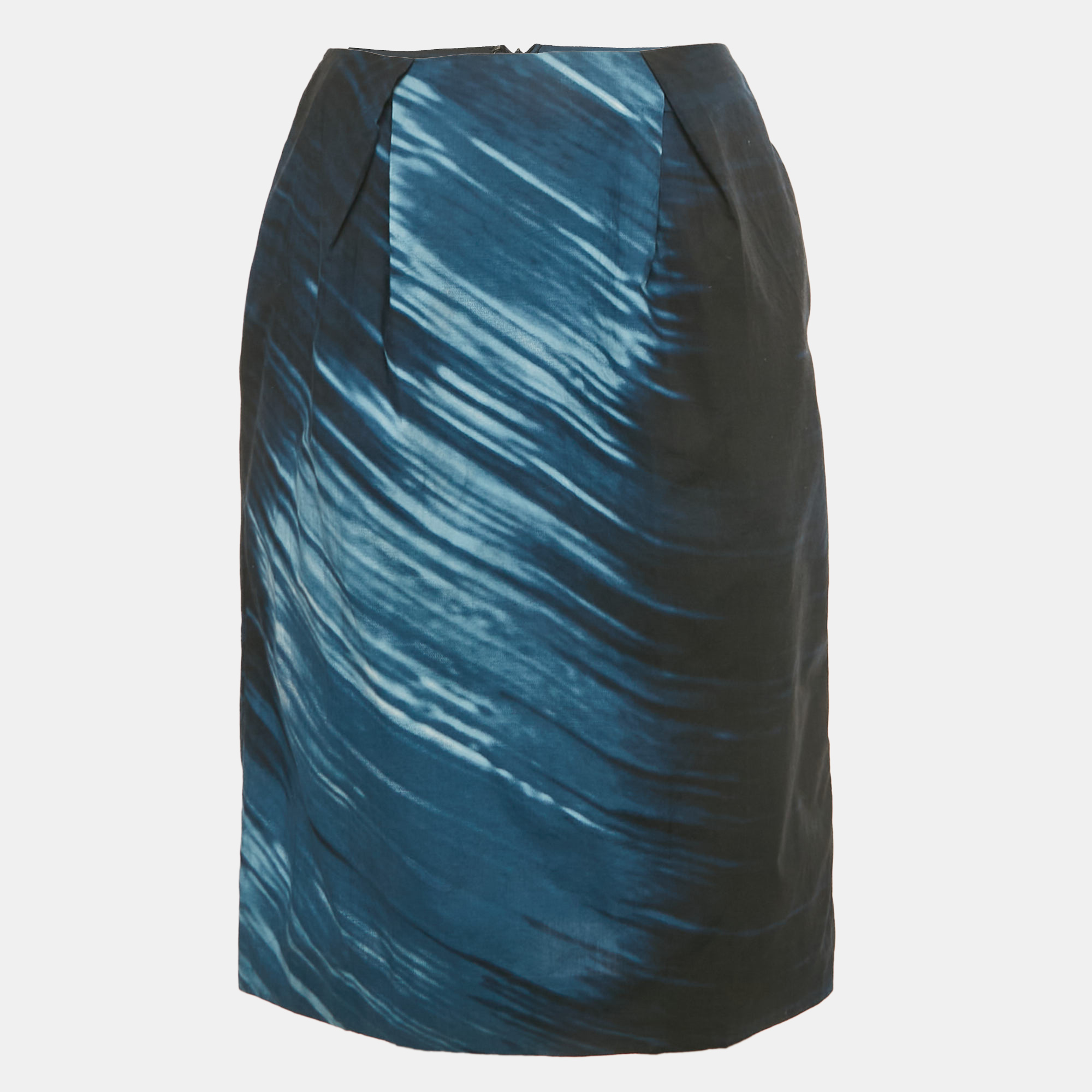 Pre-owned Marni Black/blue Printed Cotton Pencil Skirt S