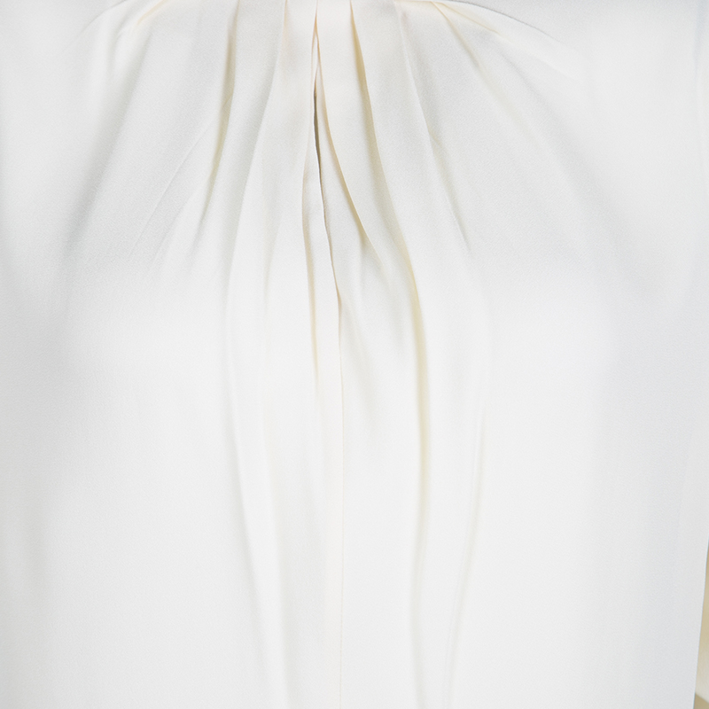 Pre-owned Marni Cream Pleat Detail Draped Cut Out Sleeve Tunic M