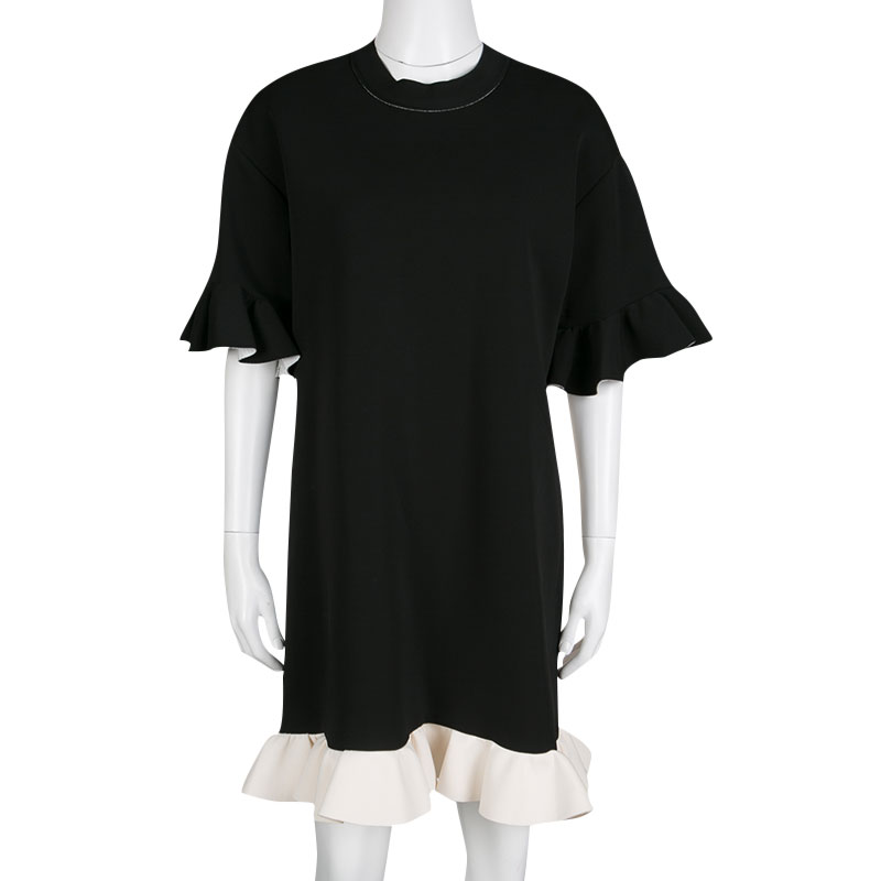 

Marni Monochrome Ruffle Trim Shift Dress, Multicolor