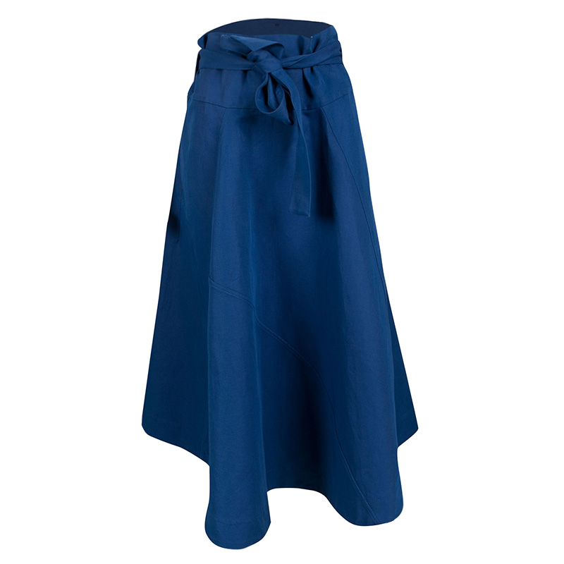 Pre Owned Marni Blue Waist Tie Detail Flared Midi Skirt M