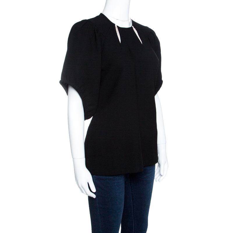 

Marni Black Wool Gathered Sleeve Top